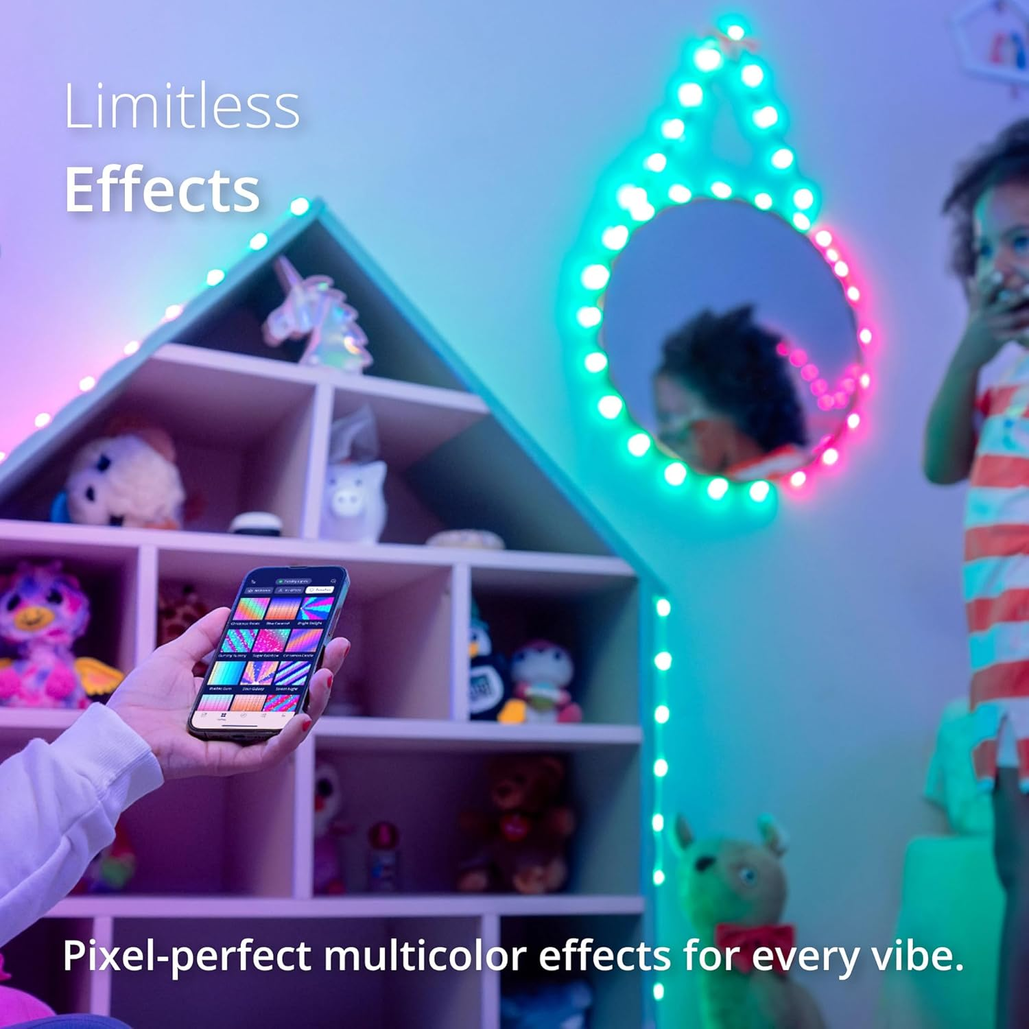 Twinkly Strings AUB-C &ndash; 100 Heart-Shaped RGB Leds, Clear Wire, AUB-C image number 3