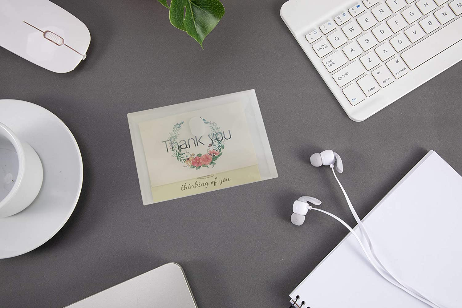 5X7 Small Plastic Envelopes Hook Loop Closure Receipt Storage Holder 80 Pack (Clear-80 Pack) image number 1