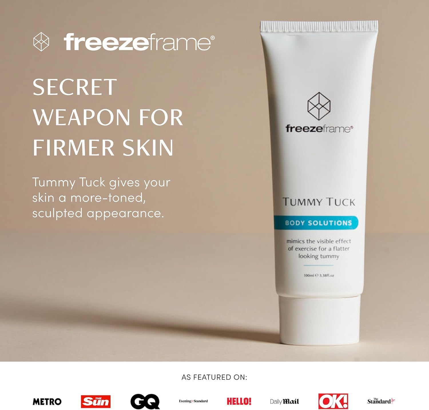 Freezeframe - Tummy Tuck, Clinically Proven Skin Tightening Cream for Women, with Powerful Marine Actives, Skin Firming Body Cream, Fragrance Free (100Ml) image number 6