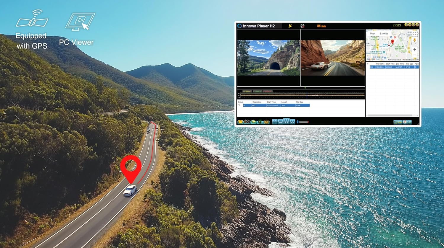 【Innowa】 Horizon 2 Dual Channel Mirror Dash Cam with Detached Front & Rear Camera, Fullhd 1080P 10.99&rdquo; IPS Touch Screen with Starvis Night Vision Sensor, GPS, Format Free, Microsd Card (Horizon 2) image number 3