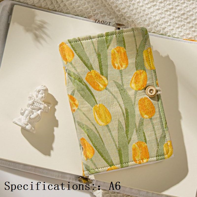 A6 Binder, Embroidered Flower Journal, Refillable Journal, 6 Ring Binder, Journal Cover, Unlined Paper, Sketchbook, Travel Diary for Girl, Budget Binder, Planner Binder (Tulip Flowers) image number 3