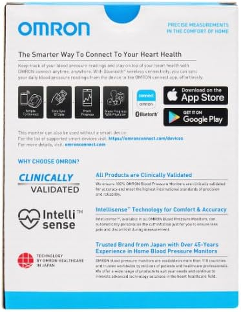 OMRON HEM7142T2 Digital Bluetooth Blood Pressure Monitor &ndash; Upper Arm, Intellisense Technology, Irregular Heartbeat Detection, Cuff Wrap Guide, 14 Memory, 3+3 Warranty image number 6