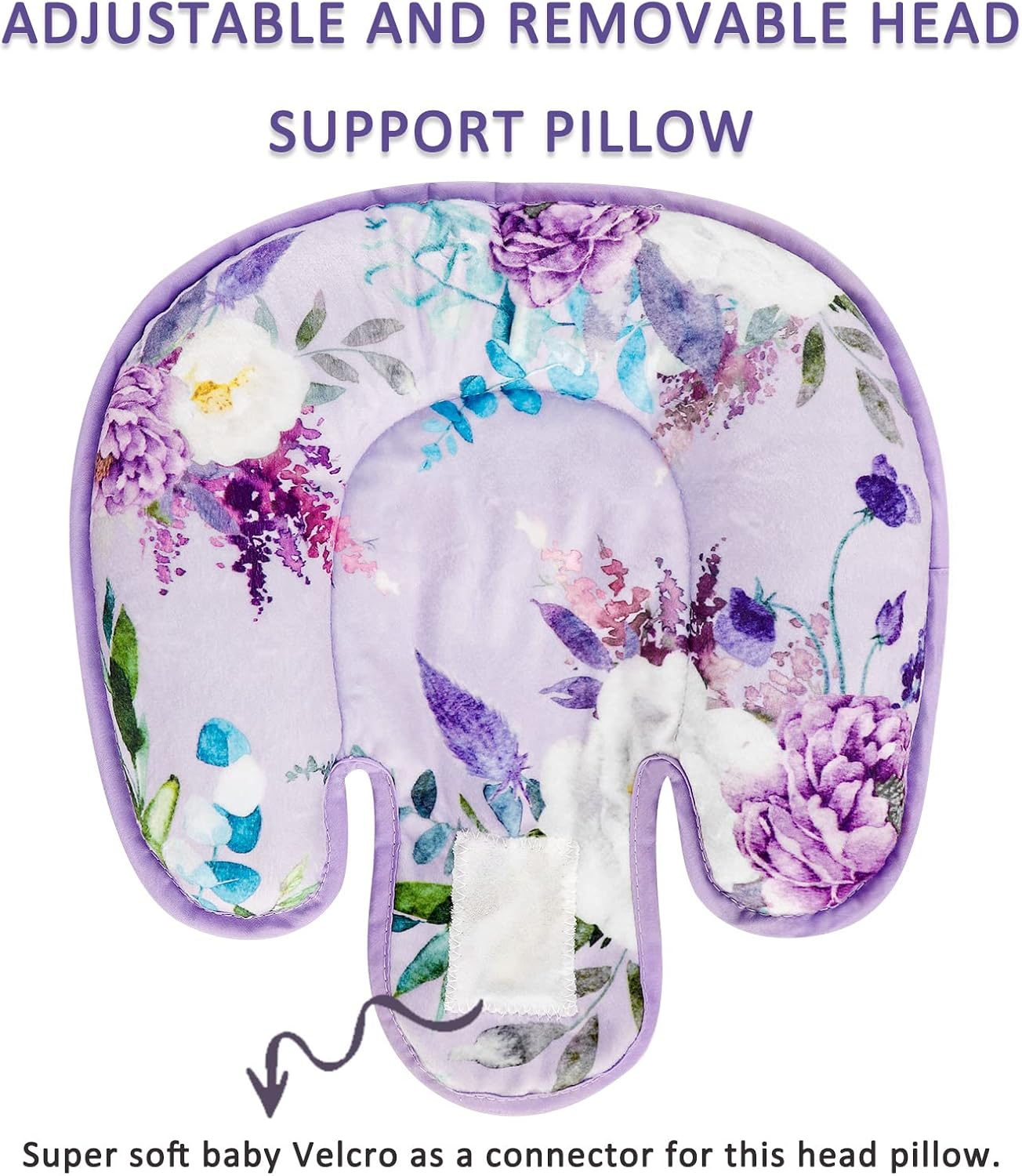 CARUILI Infant Super Soft Infant Cushion Insert Pillow 2 in 1 Body Support for Newborn Girl Baby Cushion for Stroller, Bouncer, Purple Floral - Animals image number 5