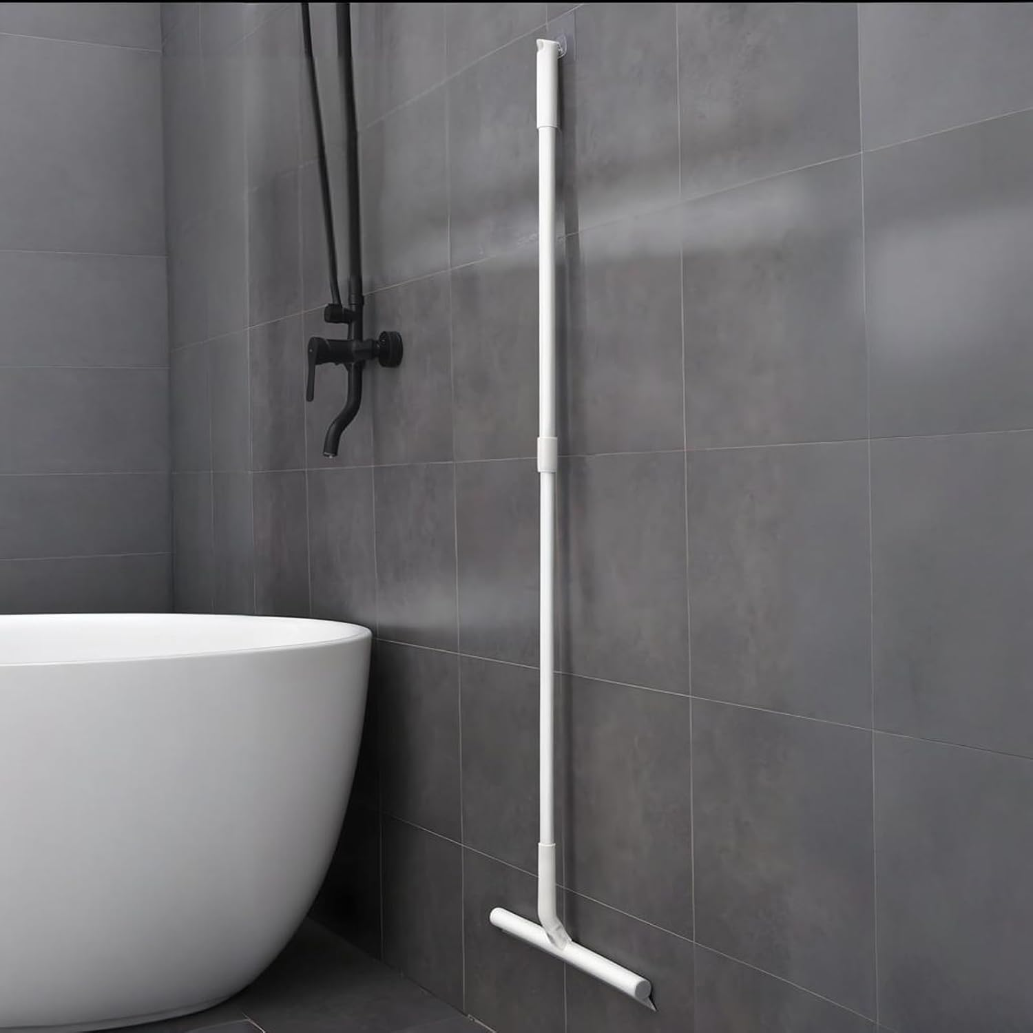 39Cm Floor Squeegee Scrubber with Adjustable Handle (75-125Cm), 180&deg; Pivoting Head & Soft Rubber Blade for Glass, Floor, Shower Walls, and Bathroom Surfaces image number 4