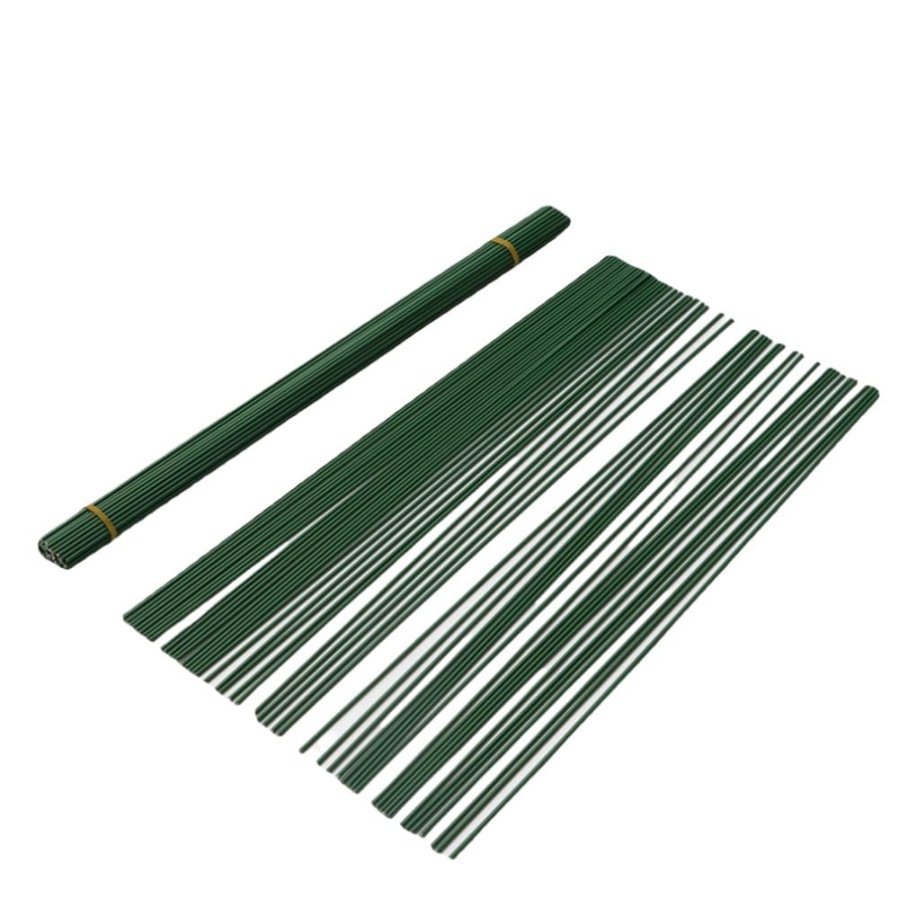 100Pcs Floral Wire, Green Flower Wire Wrapped with Paper, Florist for Artificial Flowers, Wreath, (2MM) for Arrangements DIY Bouquet Handcrafts image number 3