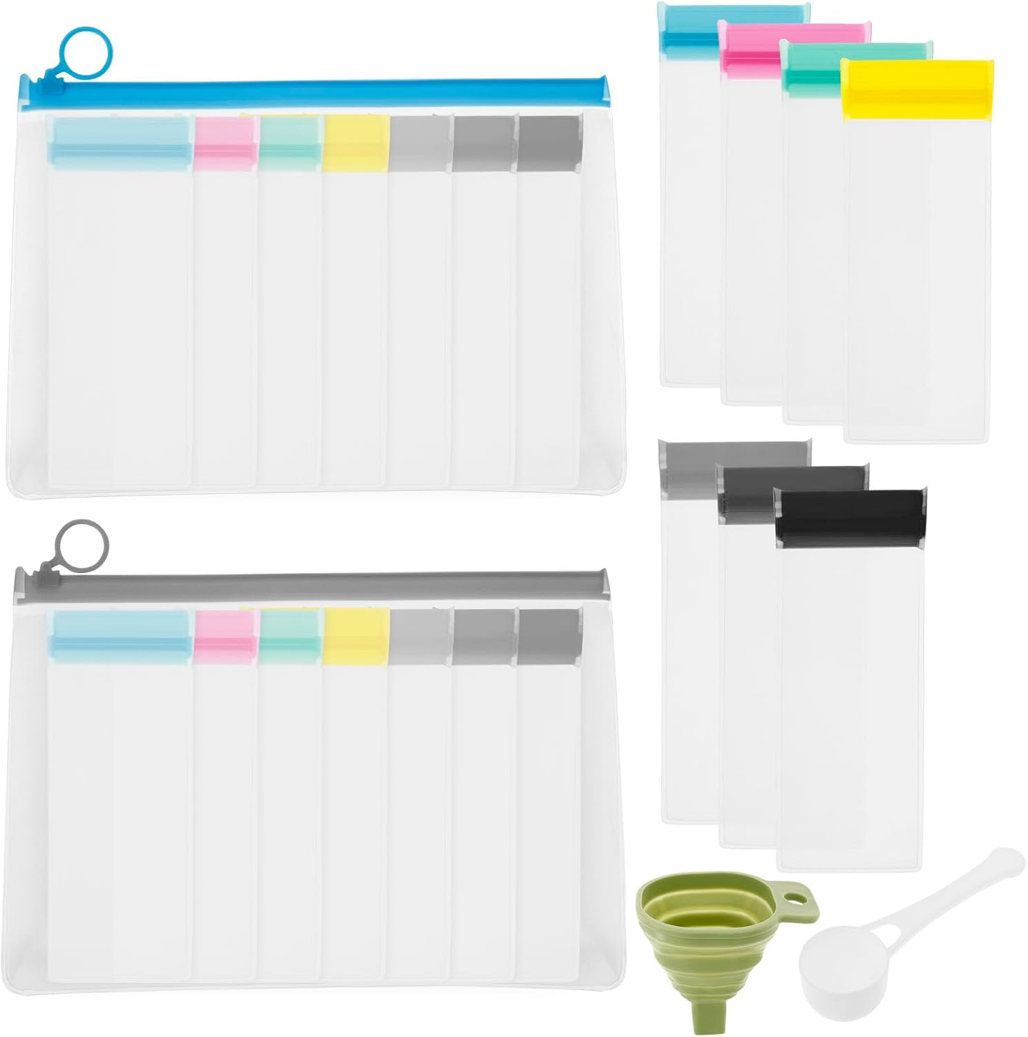 Protein Powder Travel Container Set, 25 Pcs Reusable Protein Powder Container to Go, Portable Supplement Storage Containers with Funnel and Spoon, Travel Containers Zip up Bags for Workout Fitness image number 6