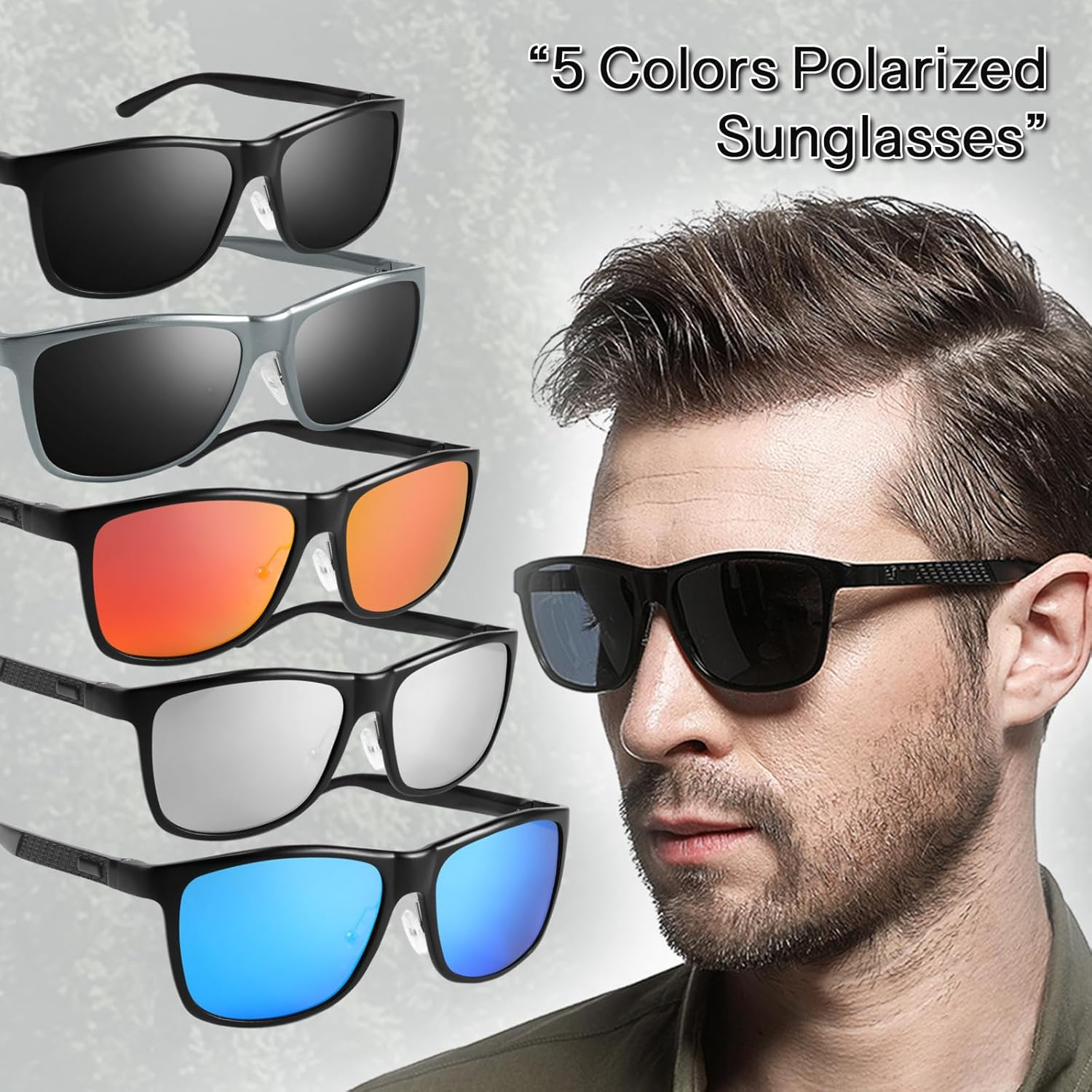 FEISEDY Classic Square Polarized Sunglasses for Men Vintage Trendy Retro Shades B1038 image number 3