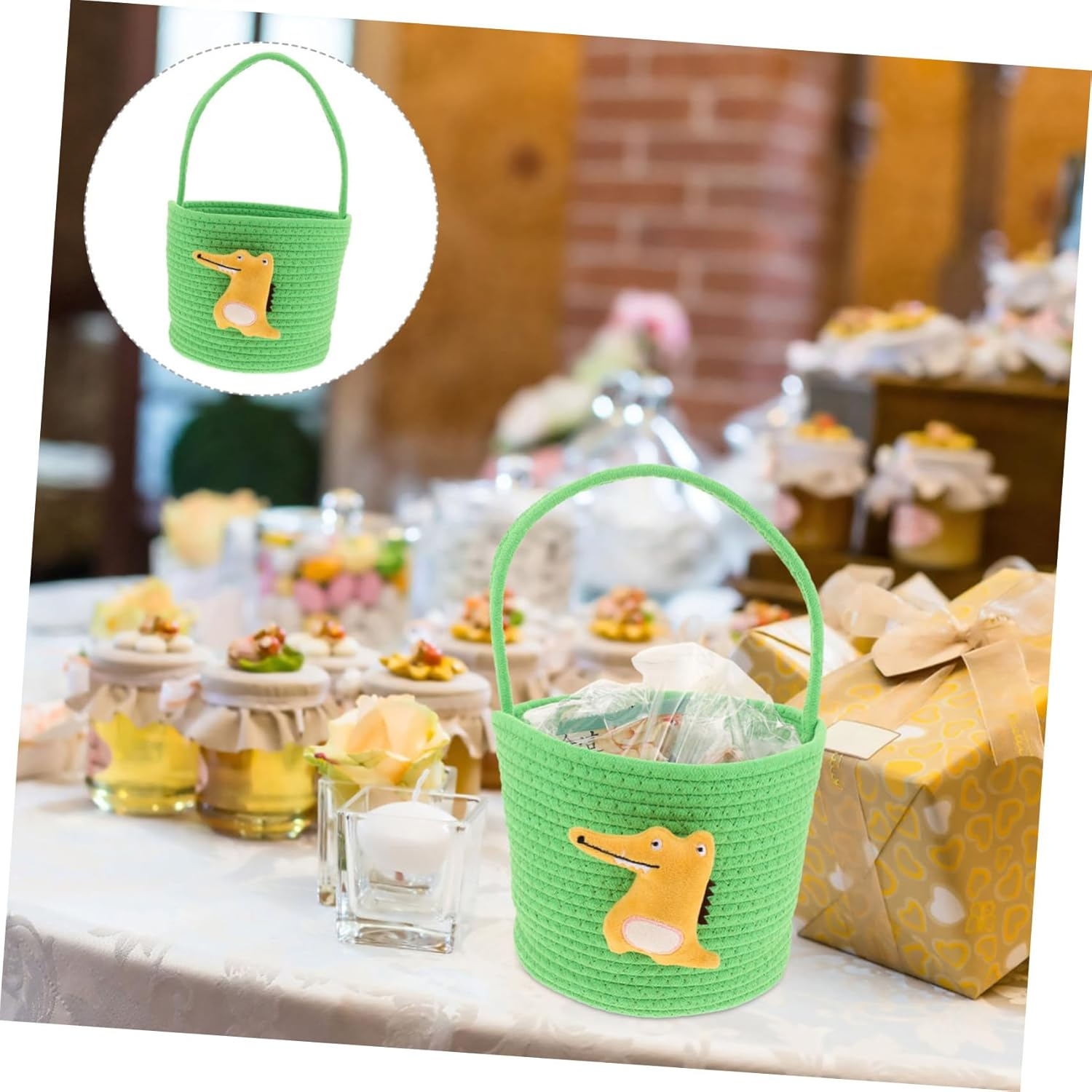 SHOWERORO Small Cotton Rope Basket Versatile Candy Bucket for Diapers Storage Nursery Decor Handwoven Crate for Pet Organizer Halloween Use image number 5