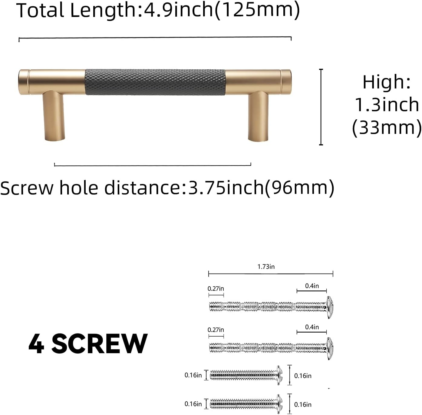 BUKOBYHE 10 Pack 3.75Inch Black and Champagne Bronze Kitchen Cabinet Handles Knurled Cabinet Pulls Black Drawer Pulls Kitchen Hardware image number 1