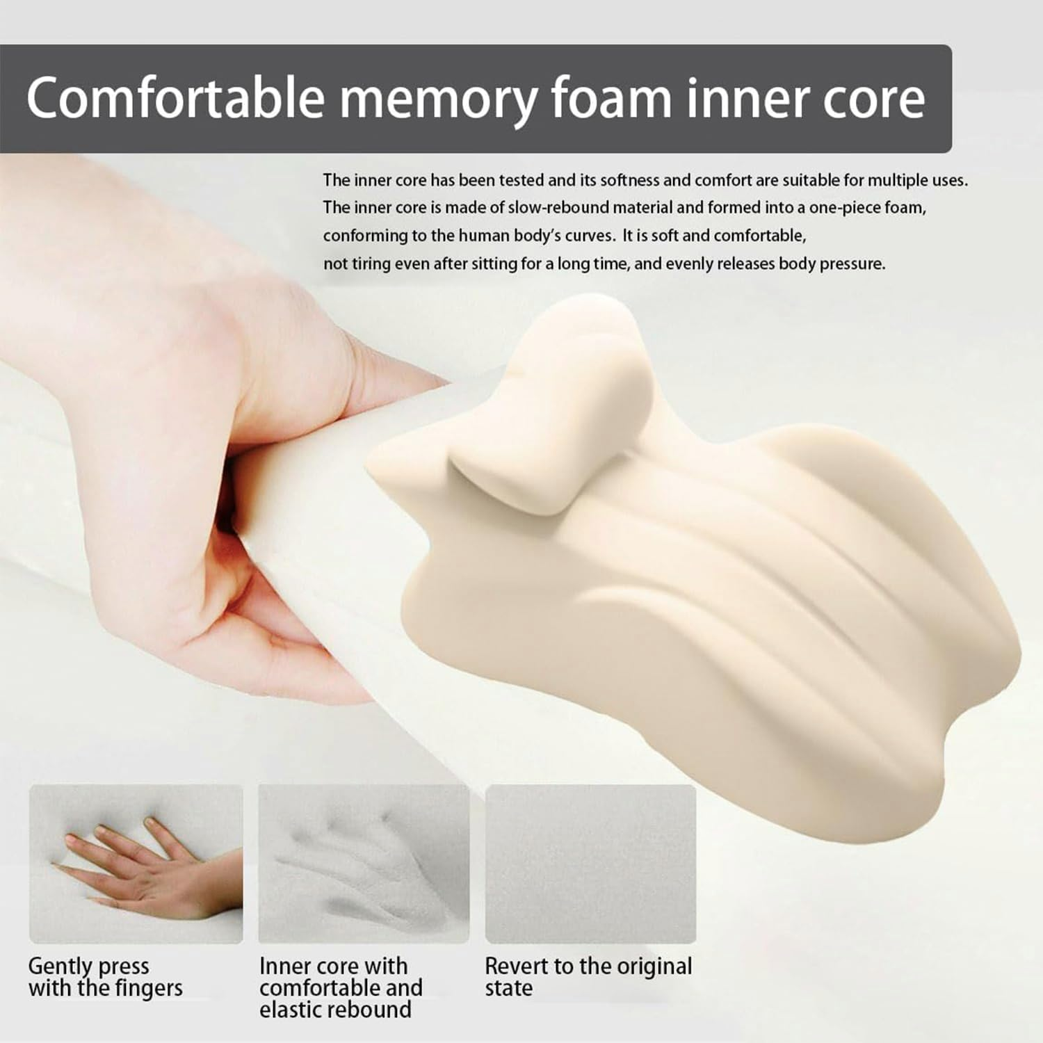 Quintin Butt Cushion for Couples, Low-Profile Design Couples Pillow for Intimacy, Wedge Pillow Memory Foam, Recovers after Impact, Provides Intimacy Support (Grey) image number 3