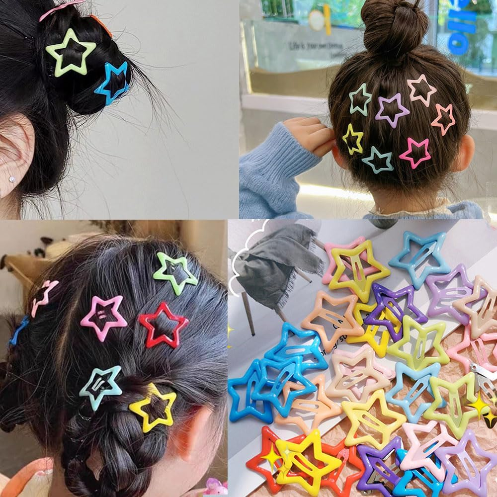 Armastuse 20 Pcs Colorful Star Hair Clips Girls Metal Hair Clips for Girls Women Kids (Random Color) image number 1