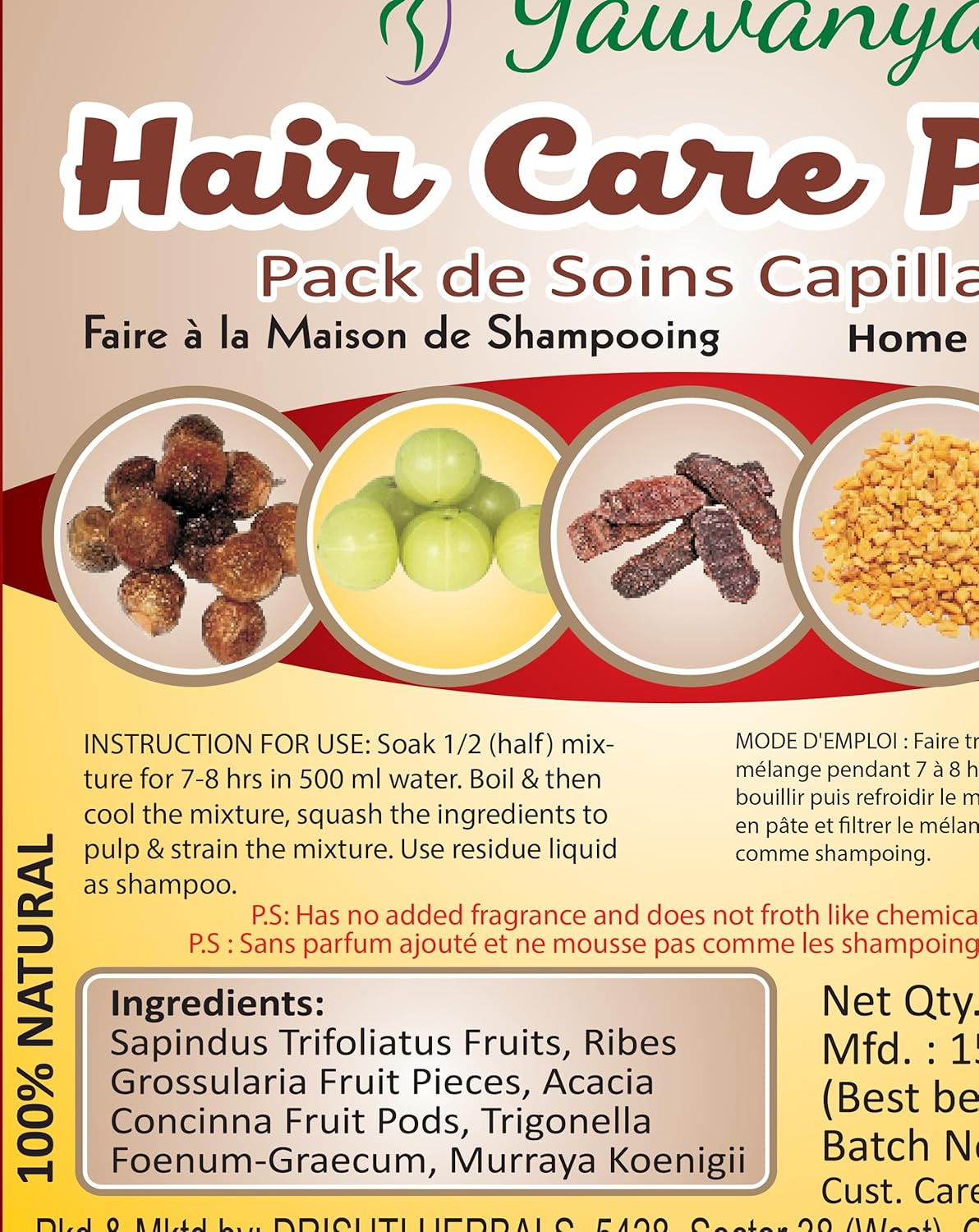 Yauvanya Make at Home Shampoo DIY Hair Care Pack (Anti Hairfall, Sulphate & Paraben Free, 100% Natural, Chemical Free) - 3X100 Gms image number 3