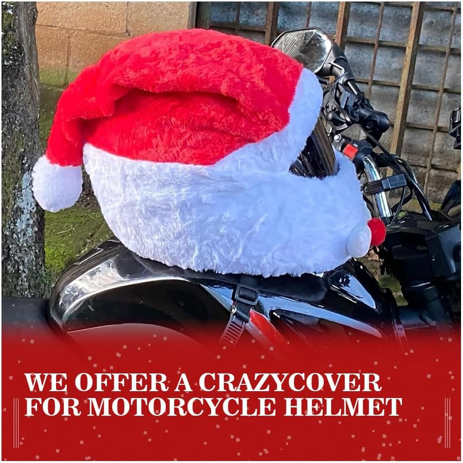Christmas Helmet Cover for Motorcycle Helmet, Santa Claus Xmas Motorcycle Helmet Cover Funny Riding Gear Gifts image number 4