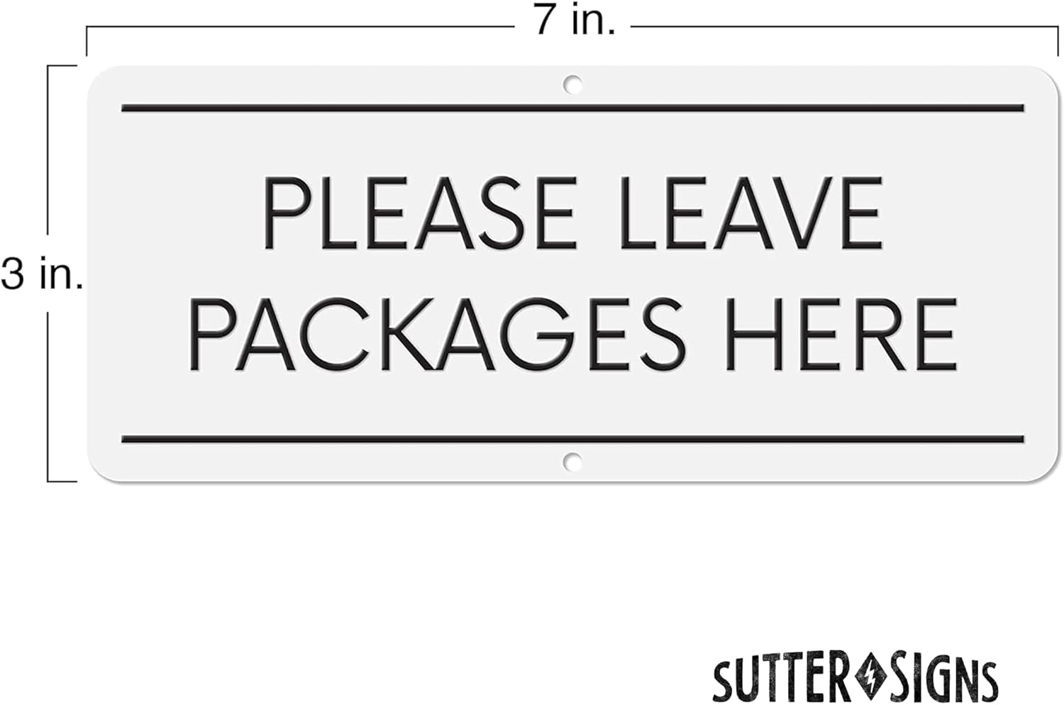 Please Leave Packages Here | White Aluminum Outdoor Metal Delivery Sign, 3" X 7" image number 3