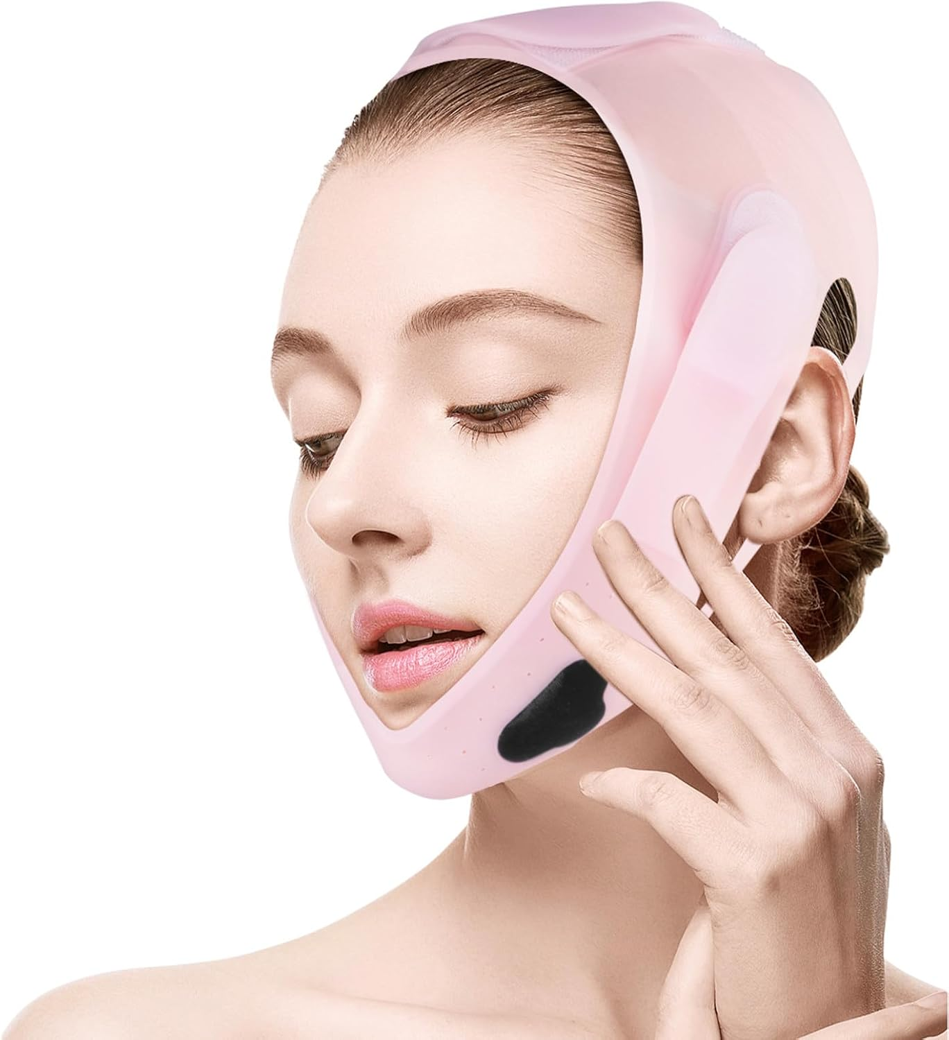 Soft Silicone Chin Strap,Double Chin Reducer,V Line Face Slimming Strap,V Line Lifting Mask,Face Strap for Women(Beige-Skin Tone) image number 2