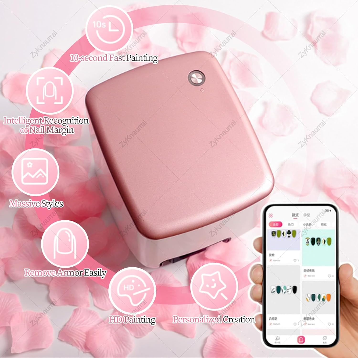 Smart 3D Nail Printing Machine, Digital Mobile Art Printer, Support Wifi/App/Diy Nail Painting Machine, 10S Done, Portable Nail Printer Machine for Beauty & Personal Care image number 5
