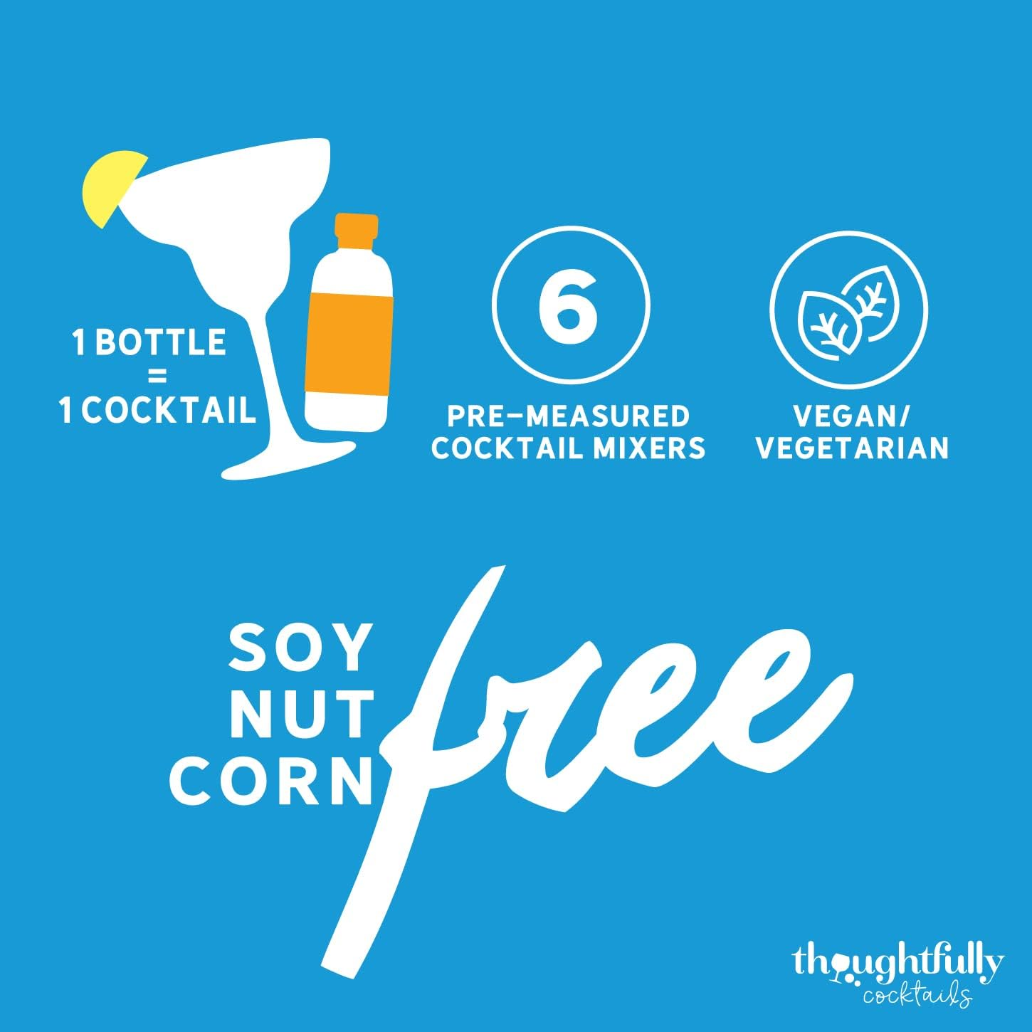 Thoughtfully Cocktails, Margarita Cocktail Mixer Set, Includes 7 Unique Margarita Flavors: Watermelon, Strawberry, Mango, Blood Orange, Peach, Pomegranate and Traditional (Contains NO Alcohol) image number 6