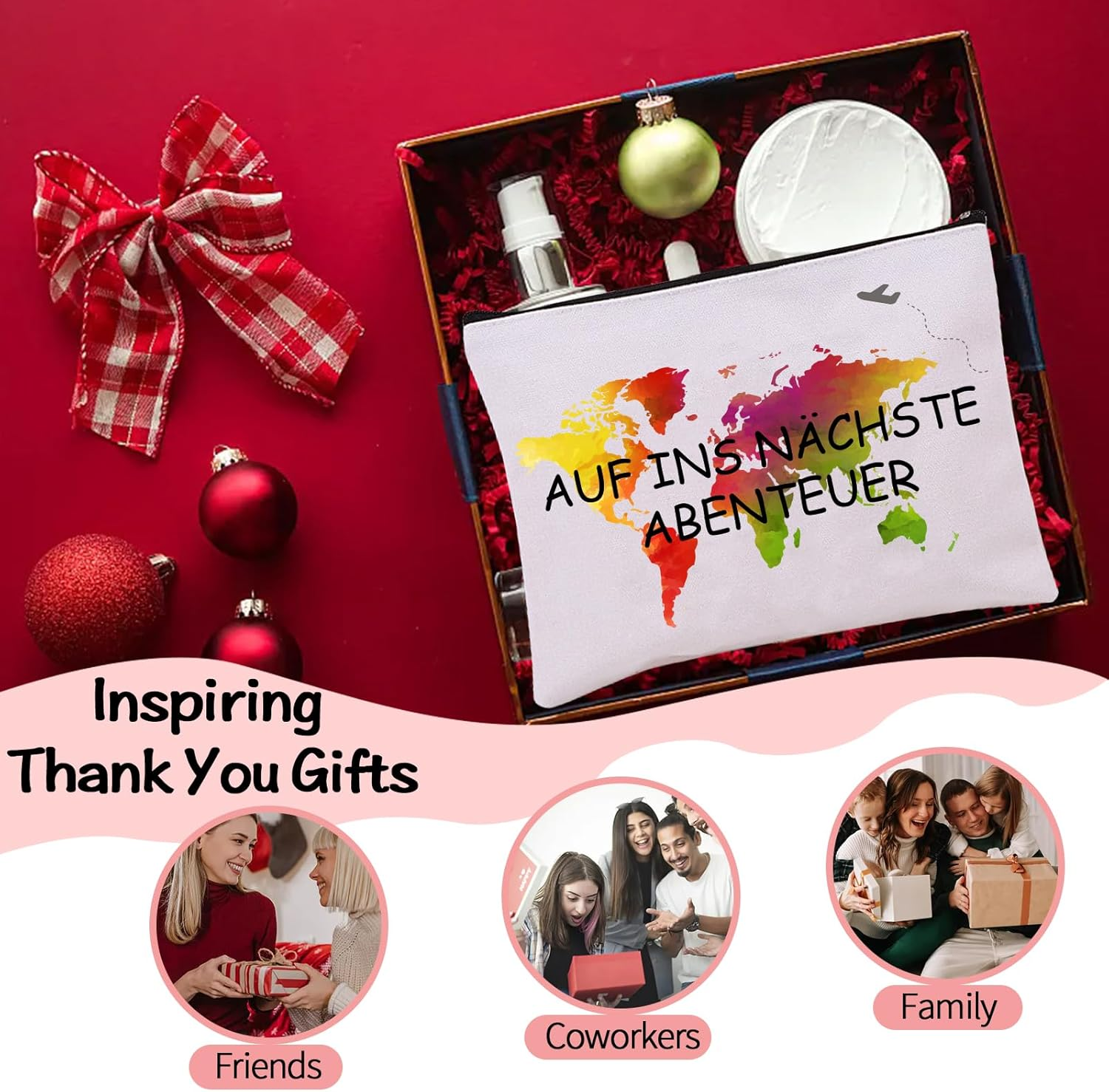 Gift for Best Friend, Cosmetic Bag, Small, Natural, Make-Up Bag for Big Sister, Cosmetic Bag Small, Go to the Next Adventure, 24X18Cm