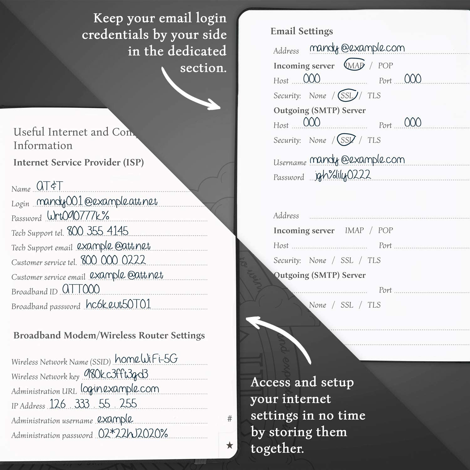 Legend Planner Password Book with Alphabetical Tabs. Internet Address & Password Keeper Logbook. Pocket Size 4.0"X5.5", Journal Notebook for Password Organization & Saving Website Logins - Black image number 1