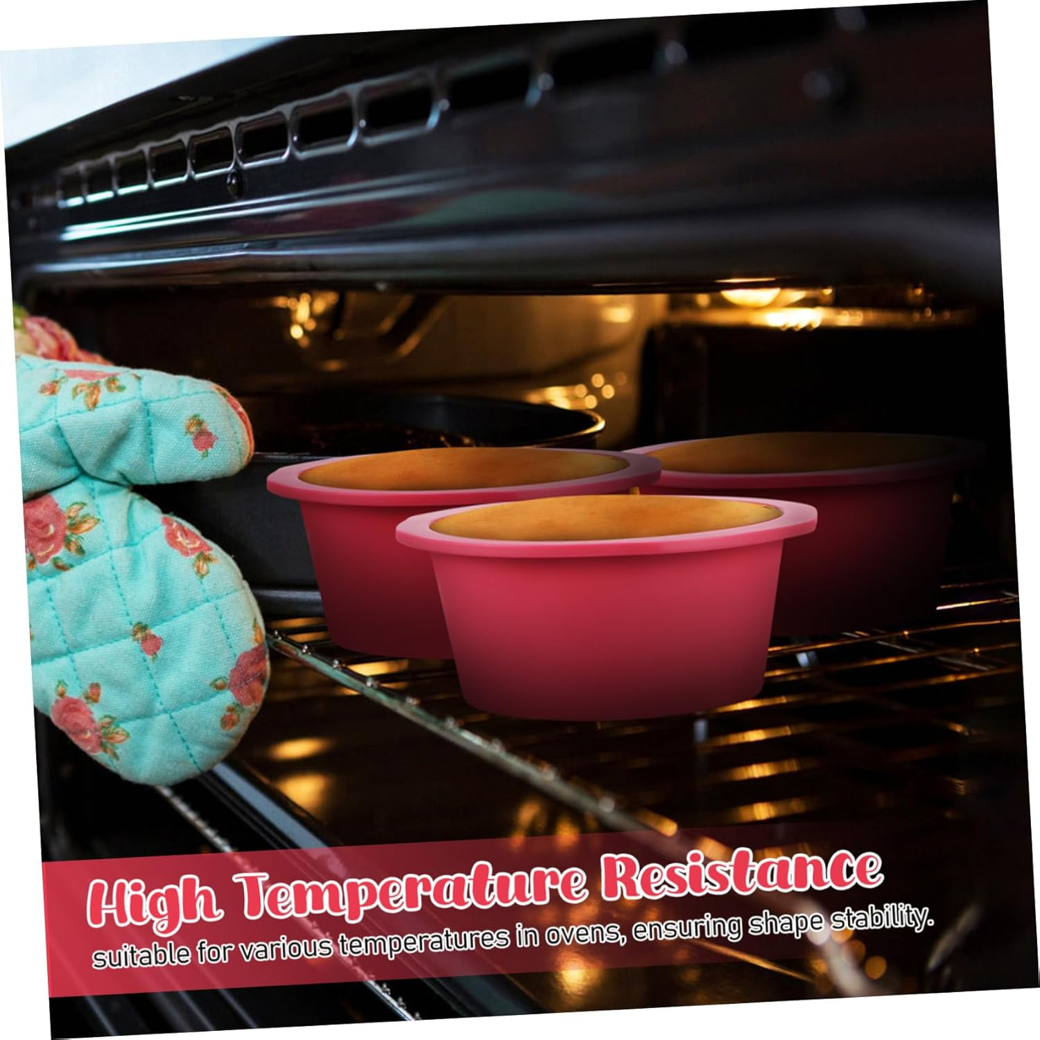 LABRIMP 2Pcs Mini round Silicone Cake Pans Non Stick Reusable Bakeware Tins for Baking Desserts and Chiffon Cake Elegant Wine Red Moulds for Home and Party Use Beginner Friendly image number 3