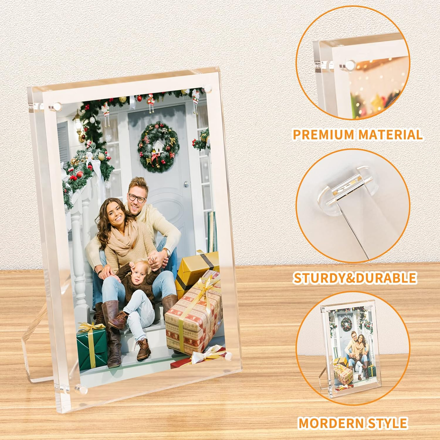 NIUBEE 5X7 Picture Frame, Acrylic Clear Photo Frame with Magnets for Tabletop Display, 2 Pack (Clear-4&times;6&ldquo;) image number 2