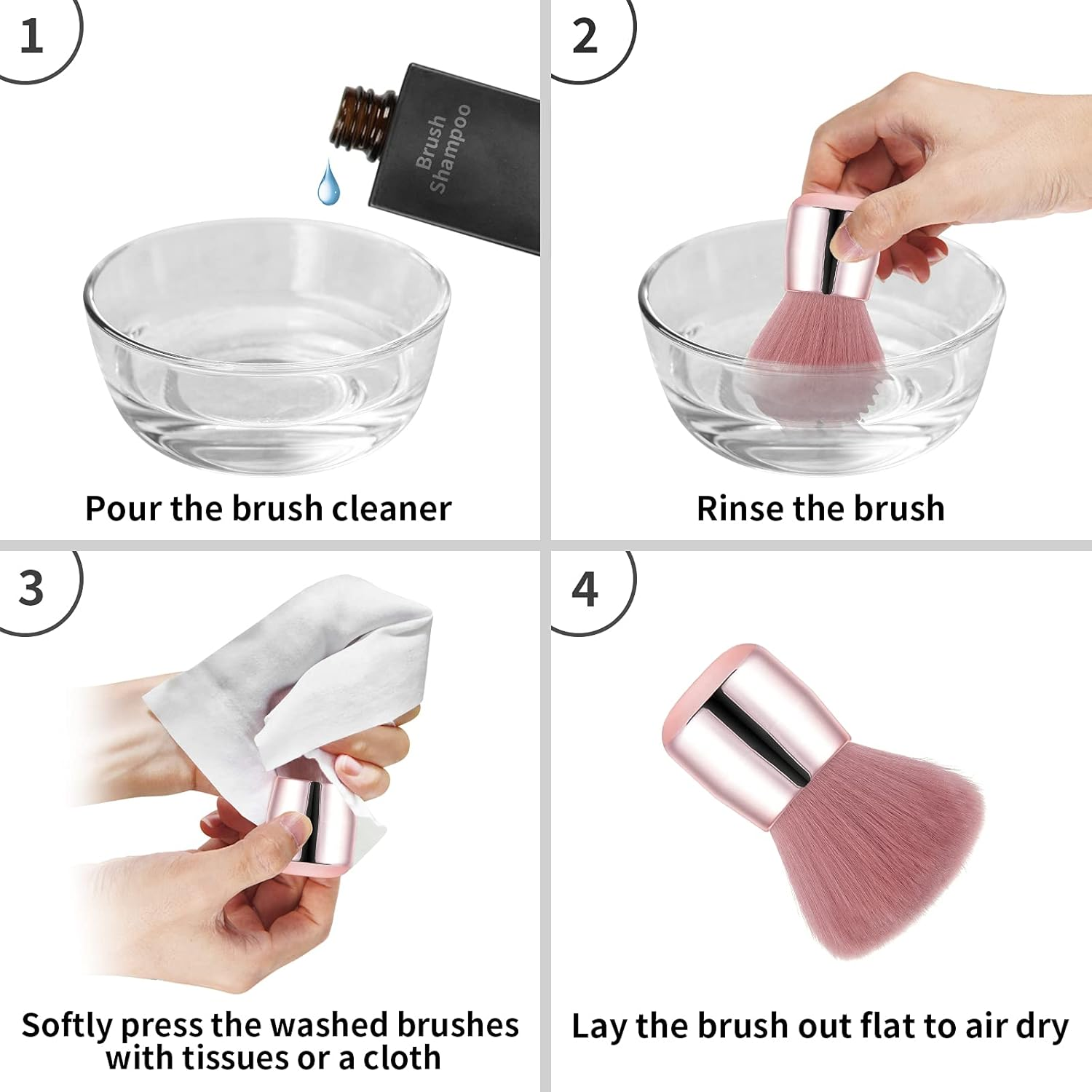 Vaincre Large Nail Dust Brush, Nail Art Dust Powder Remover, Fluffy Kabuki Brush for Nails (Pink) image number 3