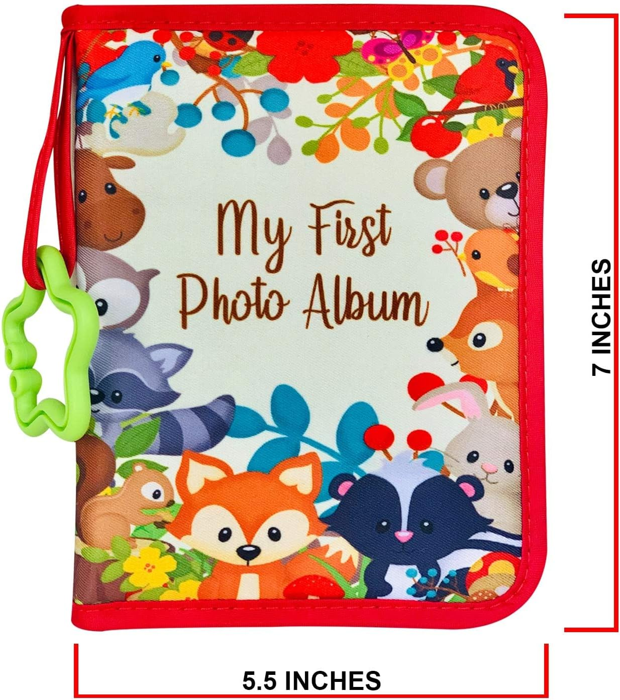 Baby Photo Album, Soft First Year Book with Woodland Animals, My First Book of Photos, Album Holds 4X6 Pictures for Memory Baby Shower(Red) image number 5