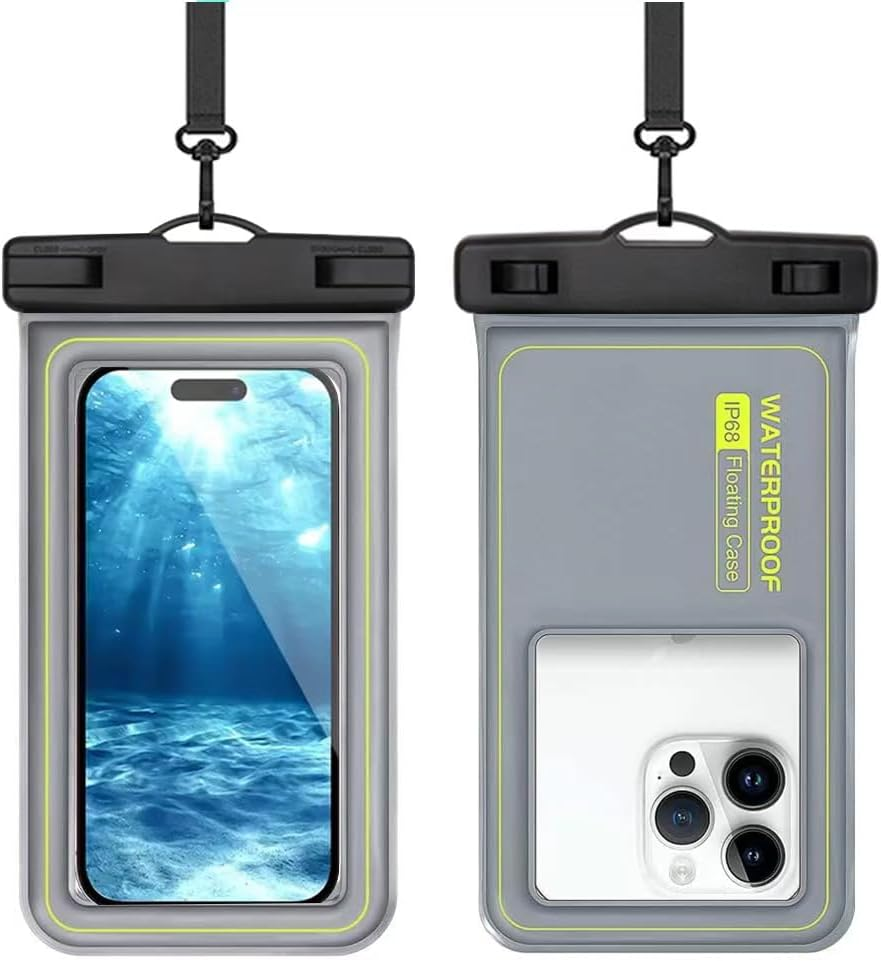Waterproof Phone Case (7") - 1 Pack for Iphone 17/16/15/14/13/12/11 Pro Max Plus, Samsung Galaxy S24/S23 Ultra,Pixel- 30M/100Ft Deep Underwater Protection, Touch-Sensitive (Gray)