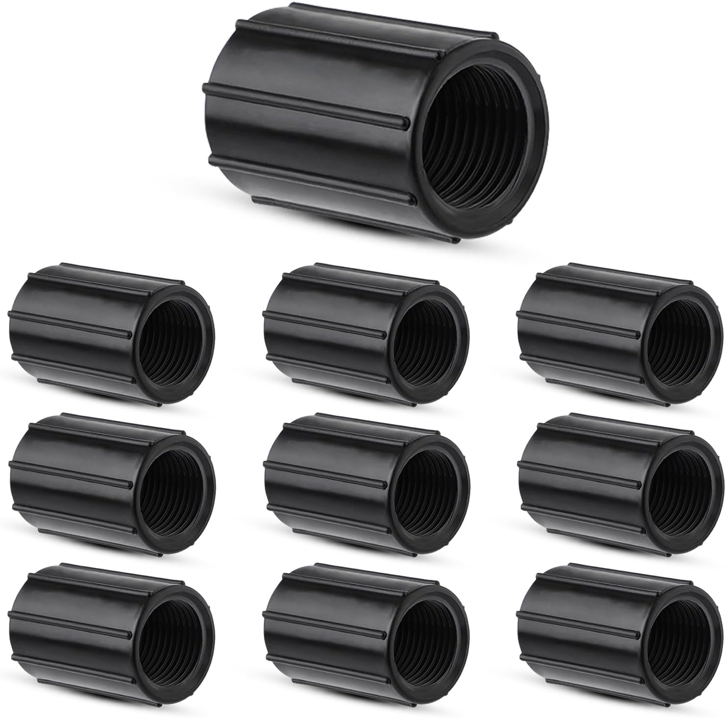 PEUTIER 10Pcs 1/2 Inch Female Threaded PVC NPT Connector, Double Female Thread Coupling Sprinkler Pipe Riser Adapter Irrigation System Accessories for Yard Lawn Garden image number 1