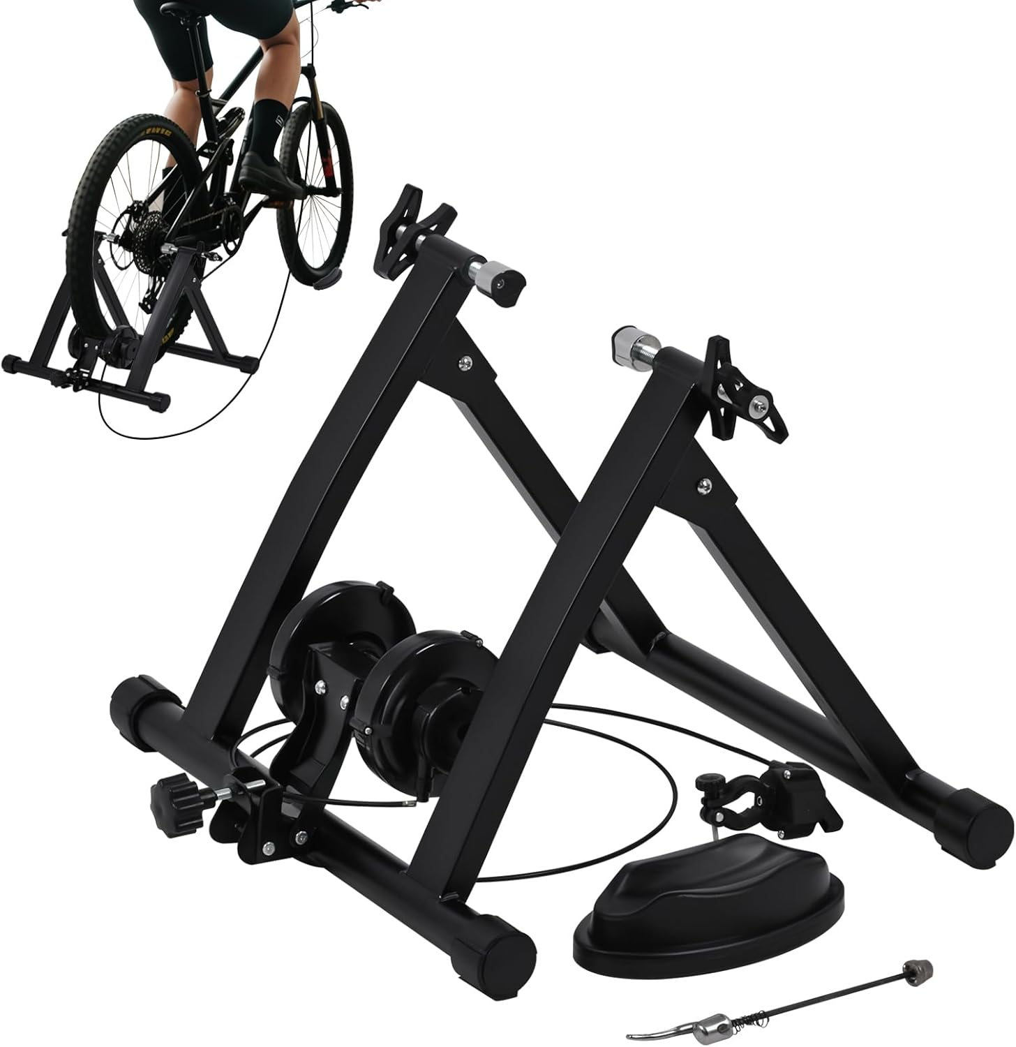 Advwin Bike Trainer Stand for Indoor Riding, Magnetic Stationary Bike Stand W/6 Level Resistance for 26-29" & 700C Wheels, Stable Cycling Trainer -Include Quick Release & Front Wheel Riser image number 6