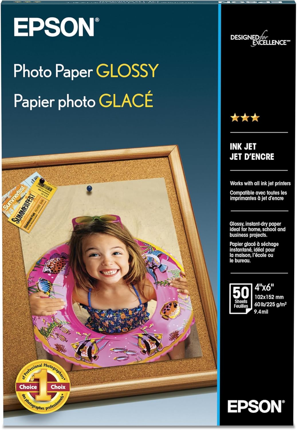 Epson Photo Paper Glossy, 4 X 6 Inches, 50 Sheets (S041809) image number 1