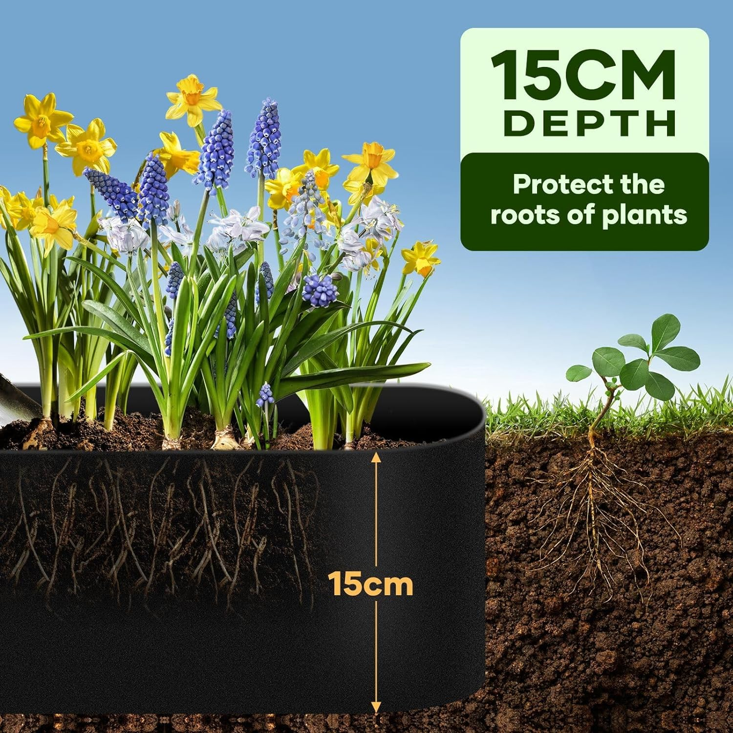 30Mx15Cm Garden Edging Lawn Border Landscape Edge Flexible DIY Fence Barrier Path Driveway Plant Grass Flower Bed Support Plastic Roll Kit - 30Mx15Cm image number 6