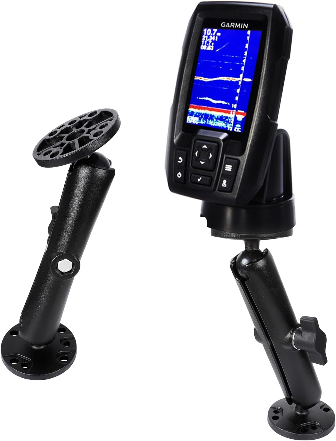 Aluminum 1" Double Ball Mount with Two AMPS round Plates，5.9" Extended Aluminum Alloy Arm，Fish Finder/Gps Mount & T-Bolt for Backup Camera Monitor， Compatible with RAM, Garmin Striker 4 image number 1