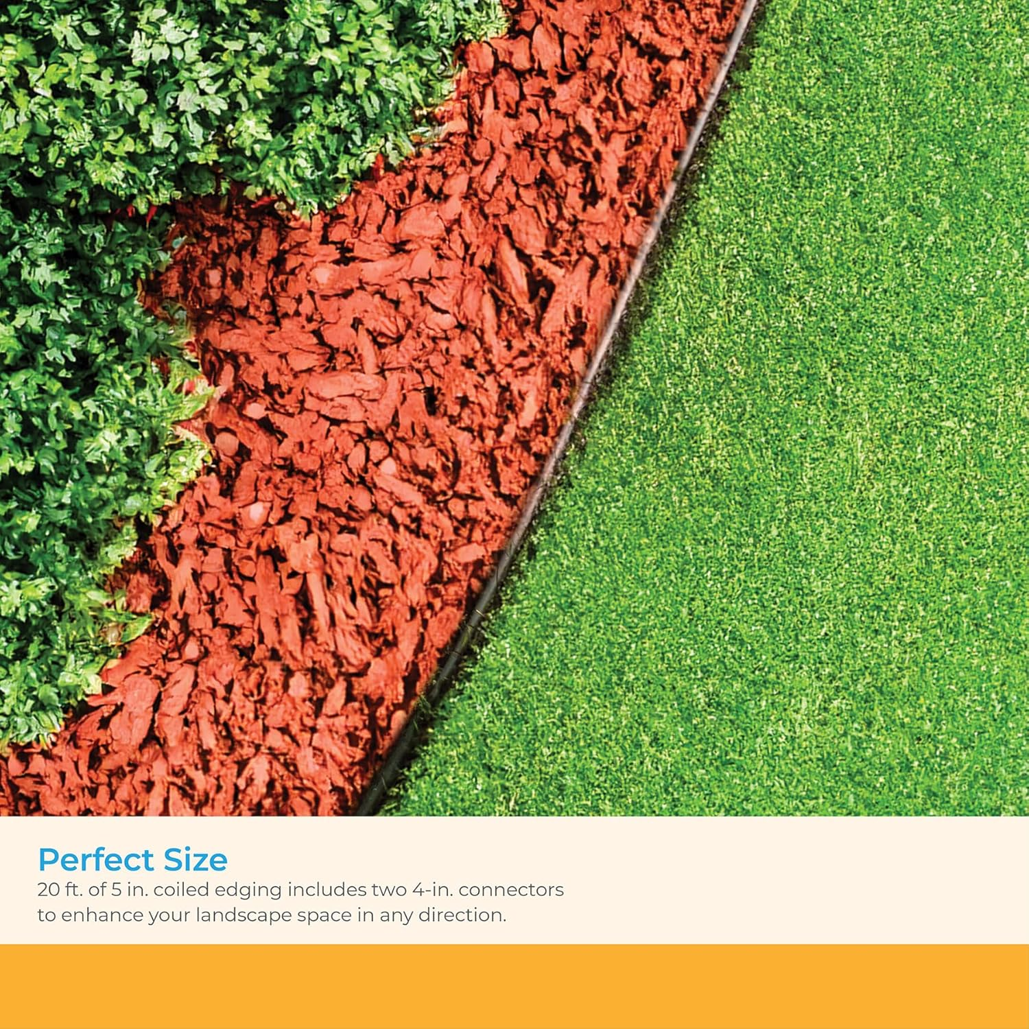 Suncast Plastic Landscape Edging Roll with Double Ridge Design, Flexible 5X20-Foot Coil for Gardens, Flower Beds, and Pathways, Black image number 2