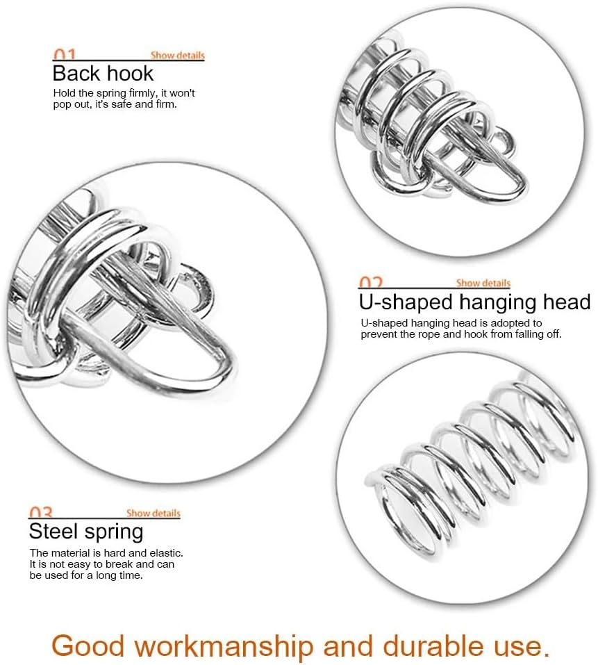 10PCS Tent Spring Buckle, Windproof Stainless Steel Tarp Springs, Rope Spring for Awning Tent Canopy, Outdoor Camping, Dog Chain Tension Springs, Sun Sail Shades for Beach