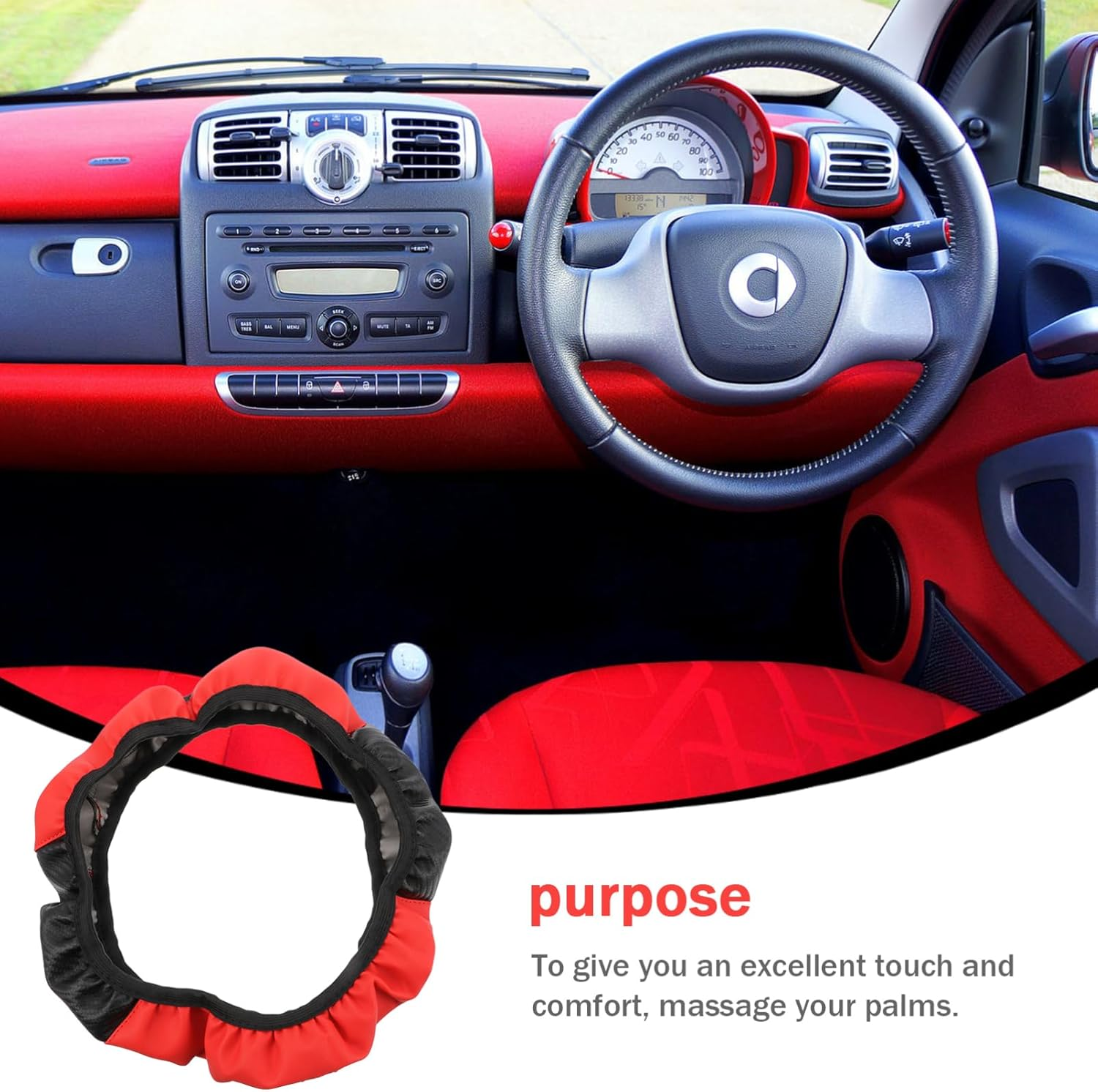 ULTECHNOVO Carbon Fiber Steering Wheel Cover Elastic Band Car Steering Wheel Protector for Sporty Look