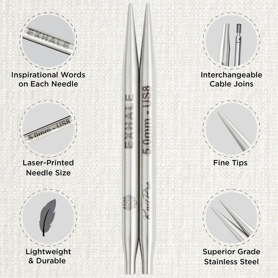 Knitpro Mindful Interchangeable Needle Set &ndash; 7 X 13Cm Circular Knitting Pin Pairs with Accessories Mindful Hope Set for Beginners, Professionals & Gift Set, Silver image number 5