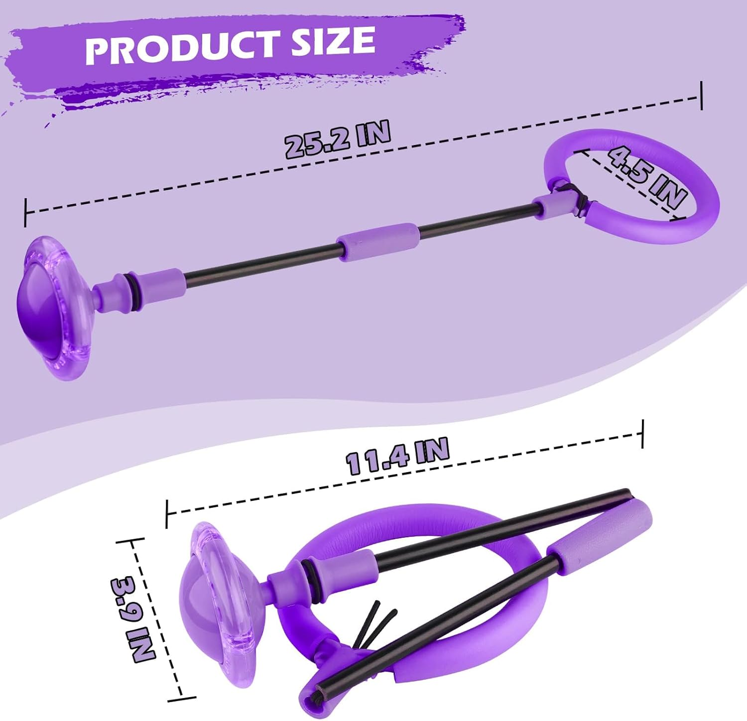 Ankle Skip Ball for Kids, Foldable Skip Ball Toy with Colorful Flash Wheel, outside Toys for Kids, Girls & Boys Age 5 6 7 8 9 10 Years Old (Purple) image number 6