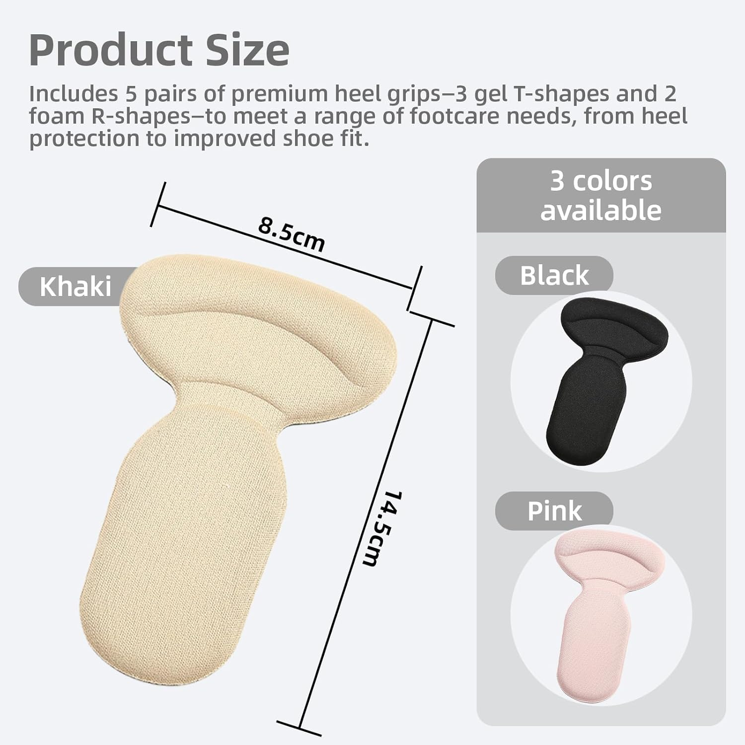 Reusable Heel Grips for Women Shoes, Heel Pads for Shoes That Are Too Big, Self-Adhesive Heel Protector Inserts for Blister Prevention and Loose Fit Adjustment, Cushioned Design, 10 Pack image number 3
