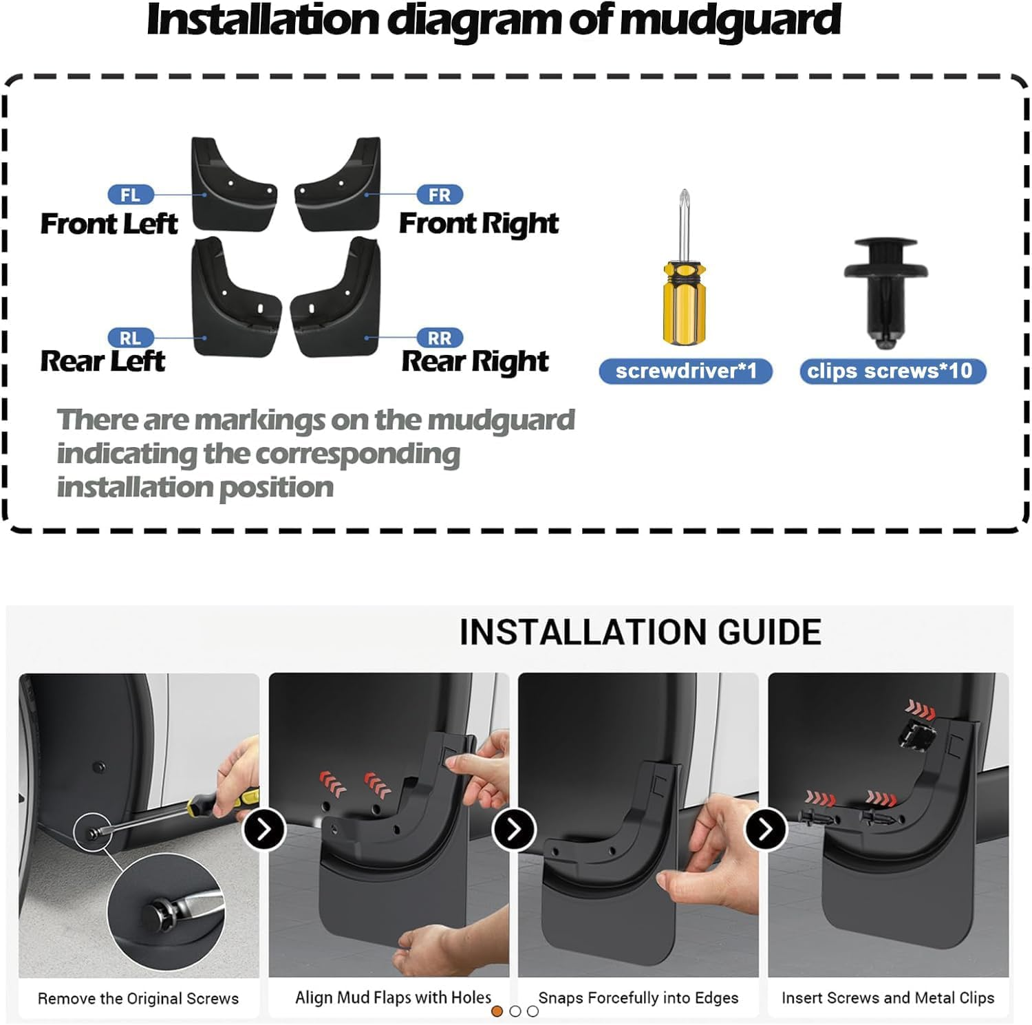 Dsocool 2025 New Tesla Model Y Juniper Accessories Mud Flaps [Stay Clean, Protect Paint] All Weather Guards, No Drilling Required, for Tesla New Model Y 2025 2026 Launch, Thicker Version (Set of 4) image number 4