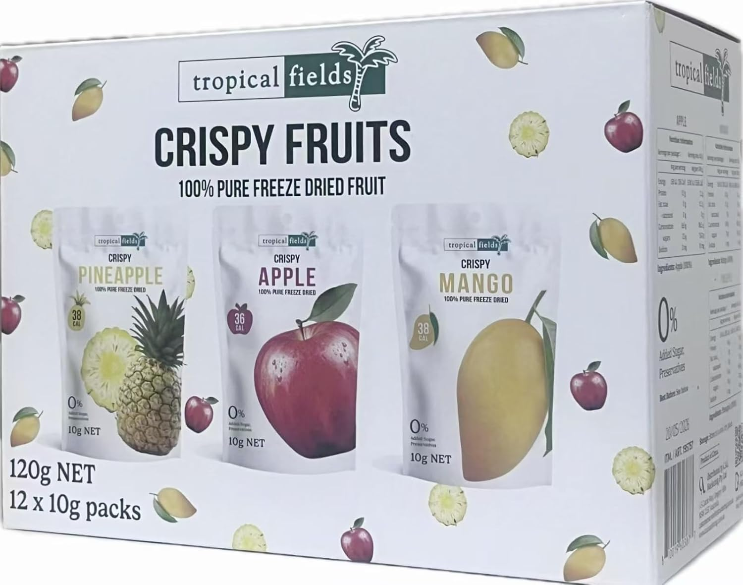 Tropical Fields Fruit Bites Variety Pack 1.2Kg | Apple, Pineapple, Mango | Natural Dried Fruit Snacks | 12X10G Packs