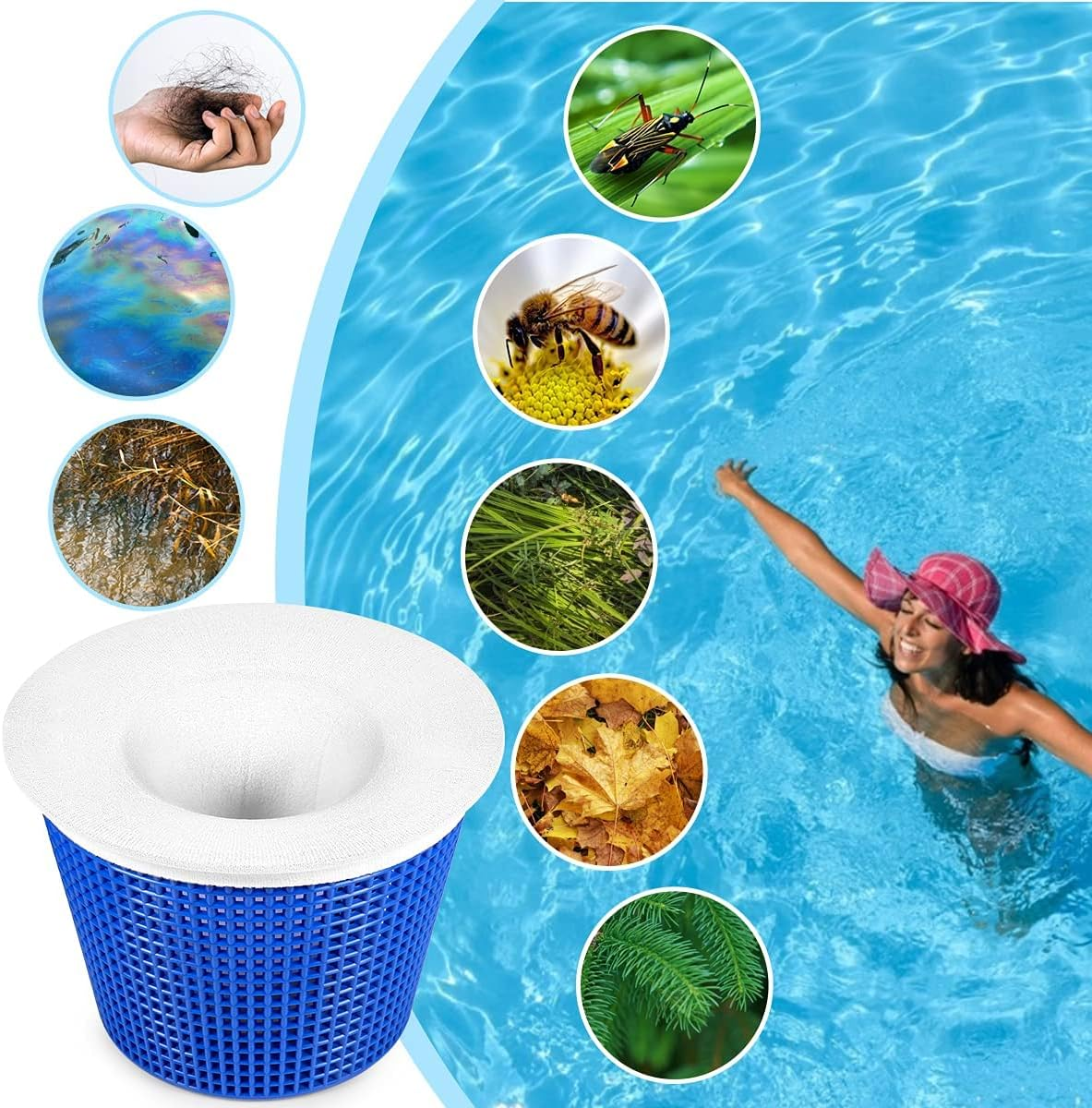 40Pcs Reusable Pool Skimmer Socks, Ultra Fine Mesh Filter Sock Net for Skimmer Baskets, Skimmers Cleans Debris and Leaves for Pools image number 5