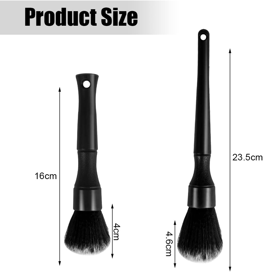Pack of 2 Car Cleaning Brushes, Soft Detailing Brush, Car Dust Brush, Rim Brush, Car Care Cleaning Brush, Car for Cockpit Interior Fittings, Rims, Alloy Wheels, Engine, Engine Compartment image number 2