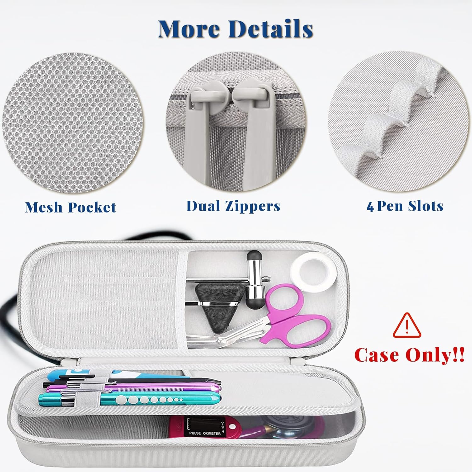 Stethoscope Case for 3M Littmann Classic III, Lightweight II S.E, MDF Acoustica Deluxe ADC, Case for Omron Stethoscopes, (Case Only!) Large Capacity for Nurse Accessories image number 6