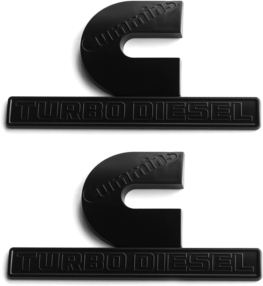 Yoaoo 2X Replacement for Cummins Turbo Emblem Badge 2500 3500 Fender Emblem Matte Big Black Red 6.2" by 3.4" Inches