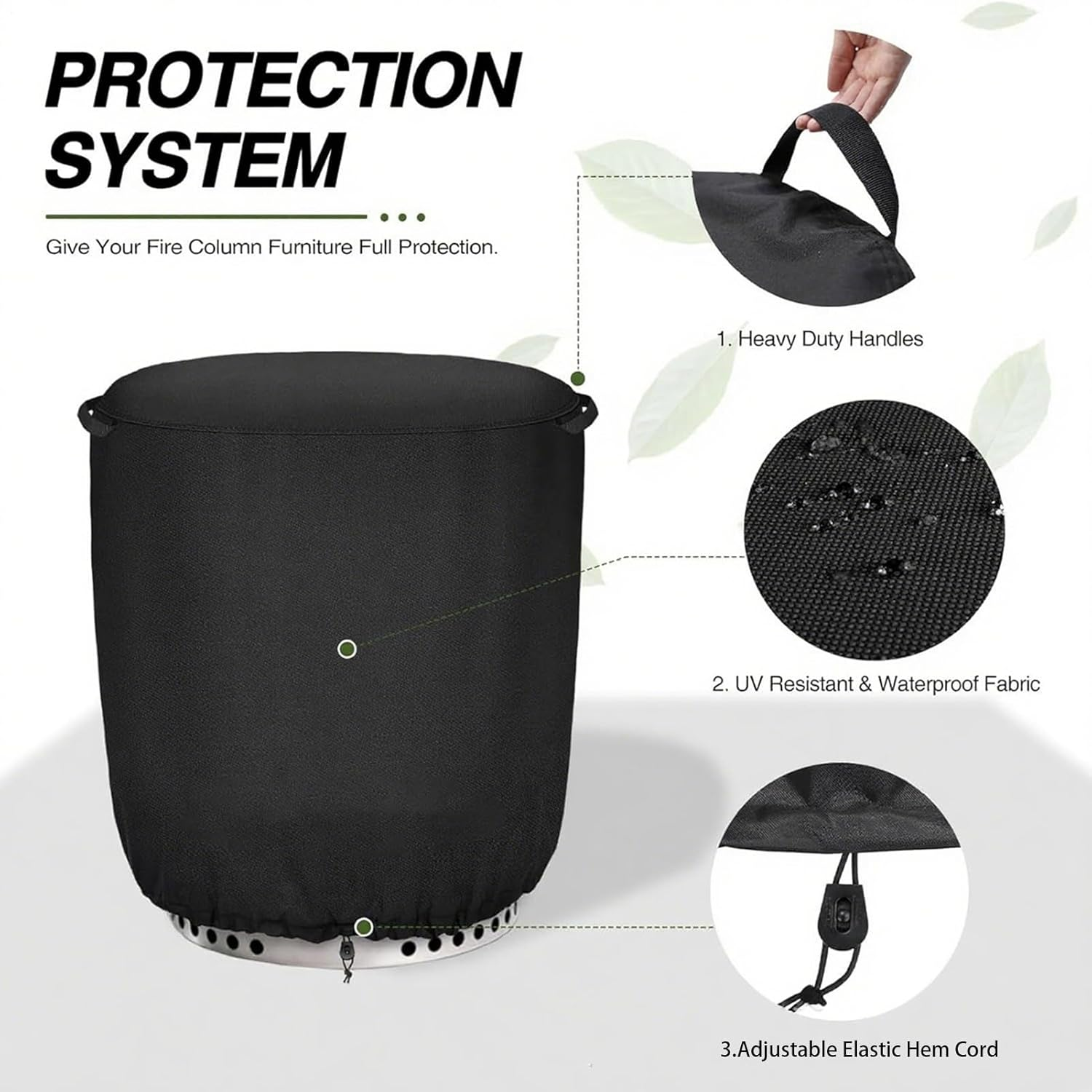 Fire Pit Cover - Waterproof Outdoor Tall Fire Pit Cover | round Blanket for Heater Insulation Propane Grill Mantel Garden Lawn image number 1