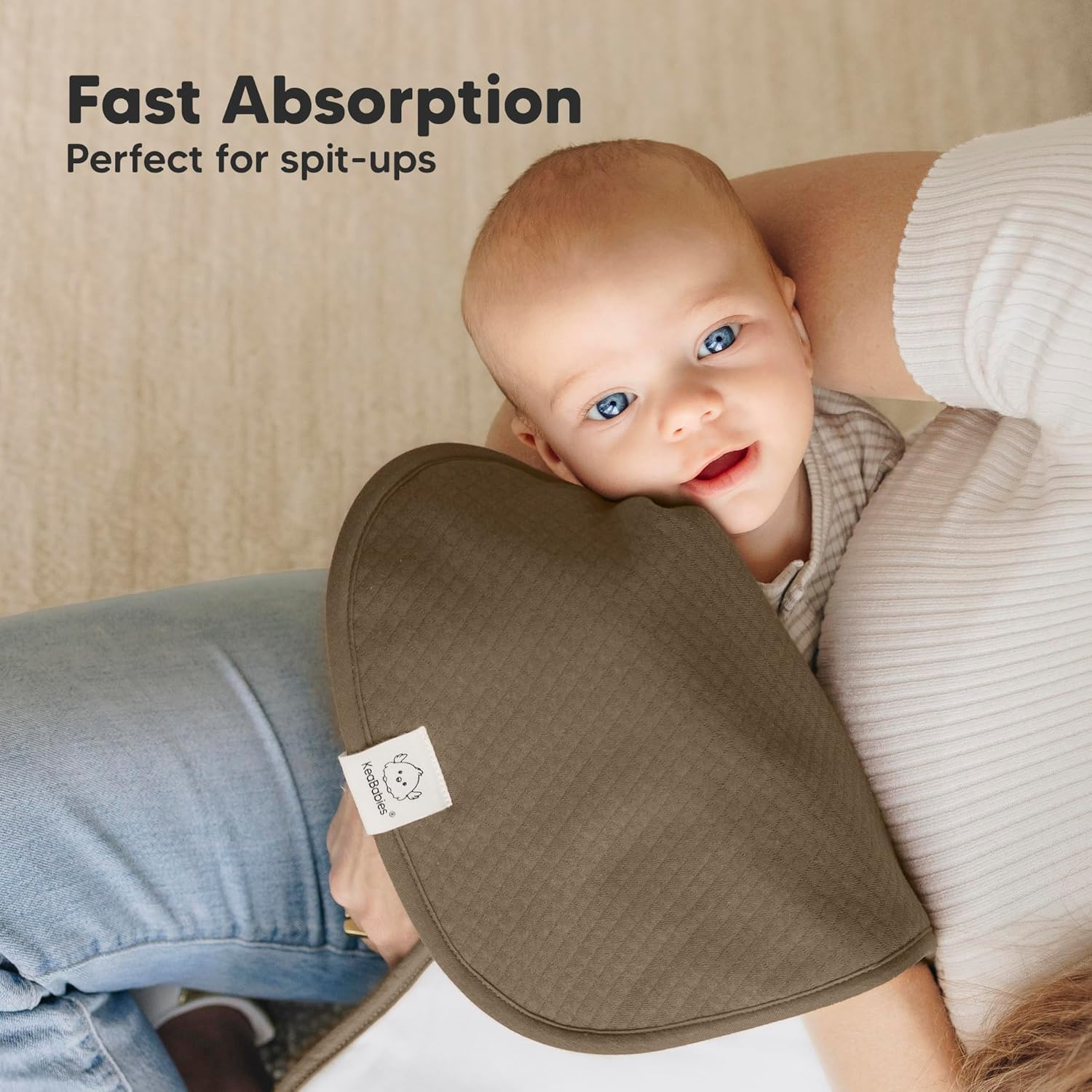 Keababies 5-Pack Organic Burp Cloths Baby Girl, Boy - Extra Large, Absorbent Baby Burp Cloths, Soft Burping Cloths for Babies, Newborn Burp Clothes, Cotton Burp Rags, Neutral Thick Burp Cloth (Basic) image number 5