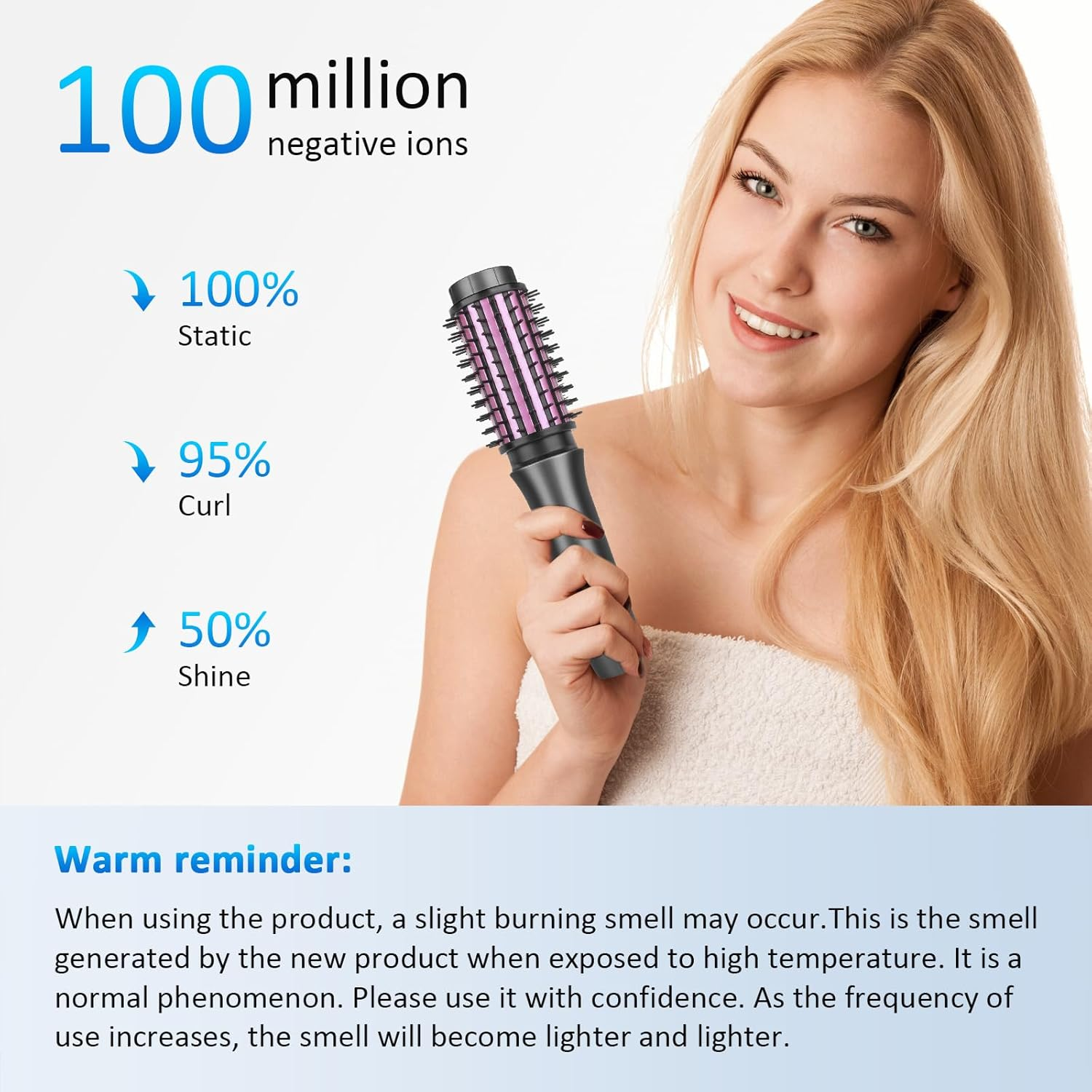 Wireless Curling Iron Hot Air Brush, round Hairdryer, Thermal Hair Dryer Brush, Portable Travel Mini, 7000 Mah USB Rechargeable with Negative image number 2