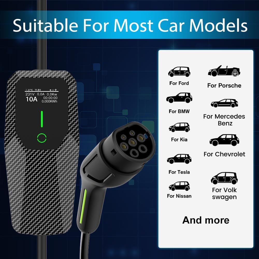 Type 2 to Australian Plug Electric Vehicle Charging Cable, 10A 240V 2.4KW,5M Adjustable Current (6A-10A) for Electric Vehicles and Plug-In Hybrid Cars image number 6