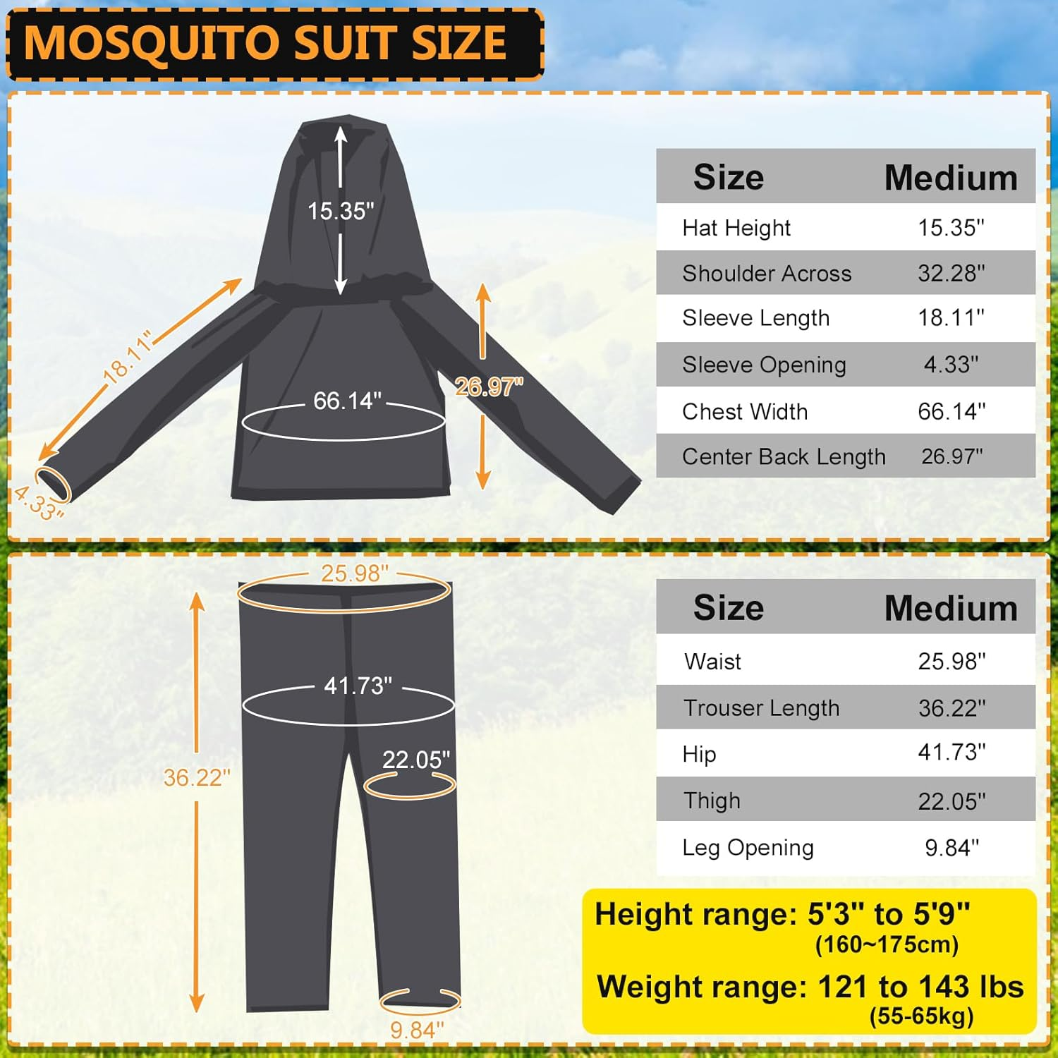 South to East Mosquito Suit - Net Bug Mesh Pants & Jacket with Hood for Outdoor Protection from Bugs, Flies, Gnats, No-See-Ums & Midges - Mosquito Clothing for Men & Women with Carrybag, M Size image number 2